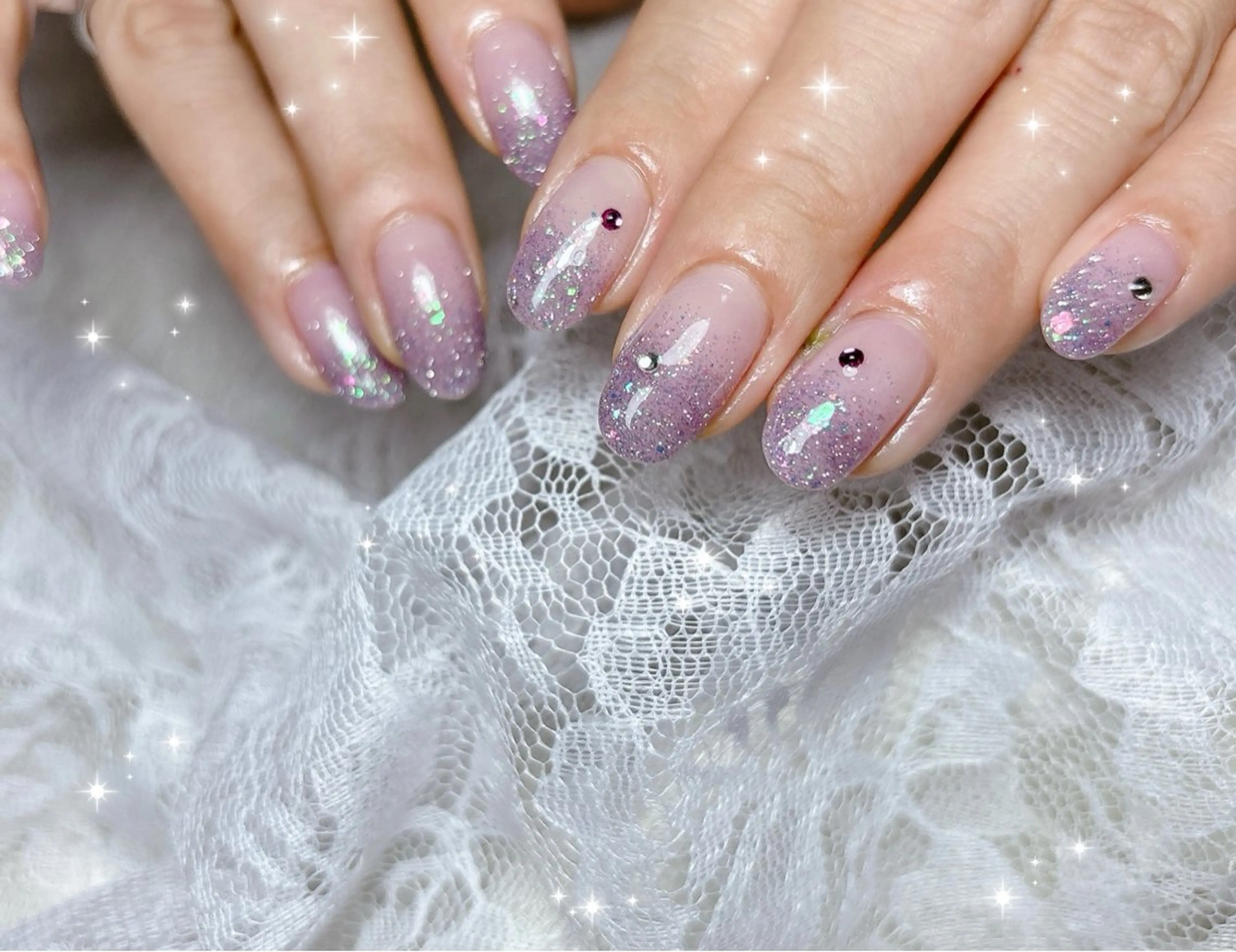 ネイル フラッシュネイル グラデーション パープル ハンドネイル FLARE NAIL フレアネイルのネイルデザイン