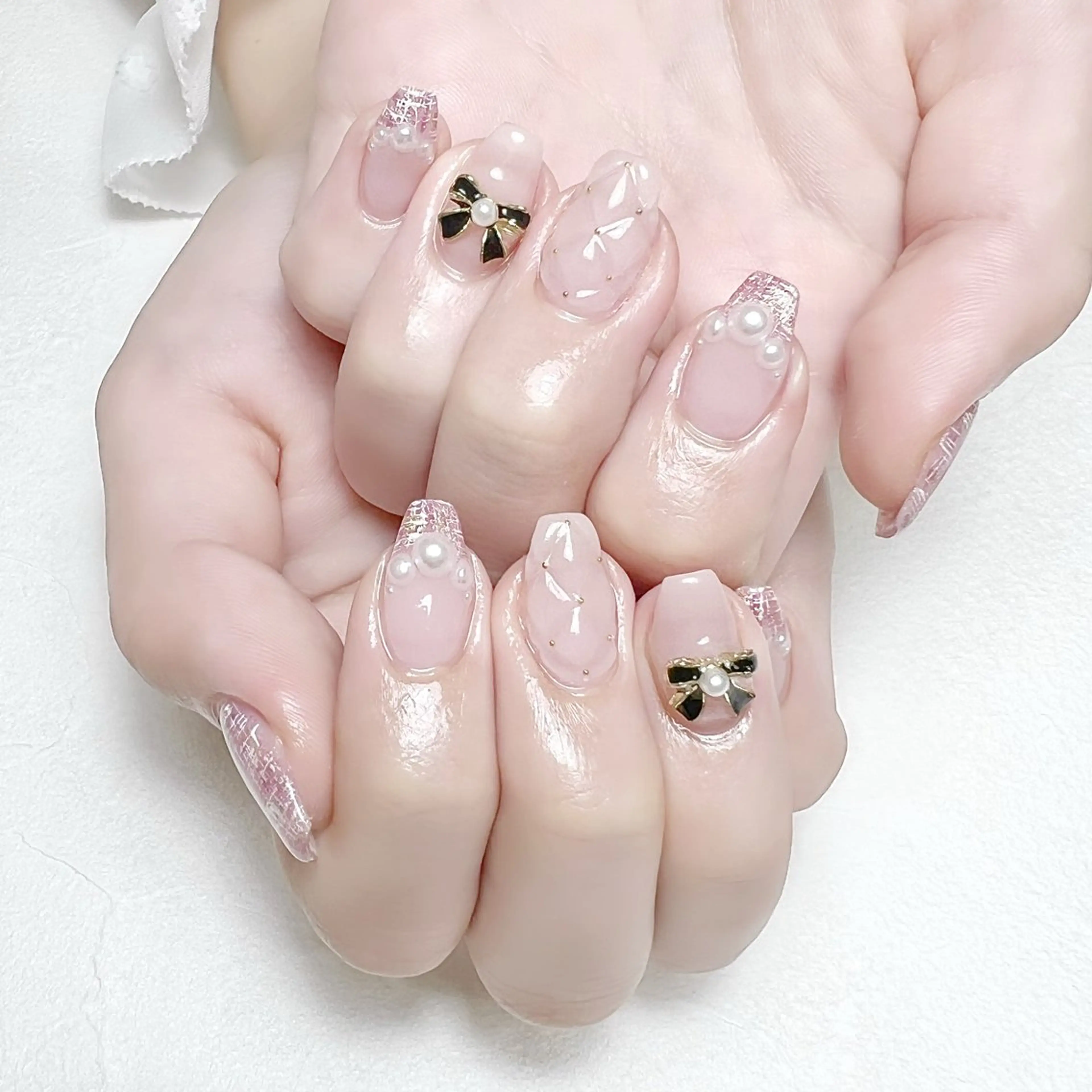 ネイル ガーリー キラキラネイル 韓国ネイル ツイードネイル ワンホンネイル rouse nail RISATOのネイルデザイン