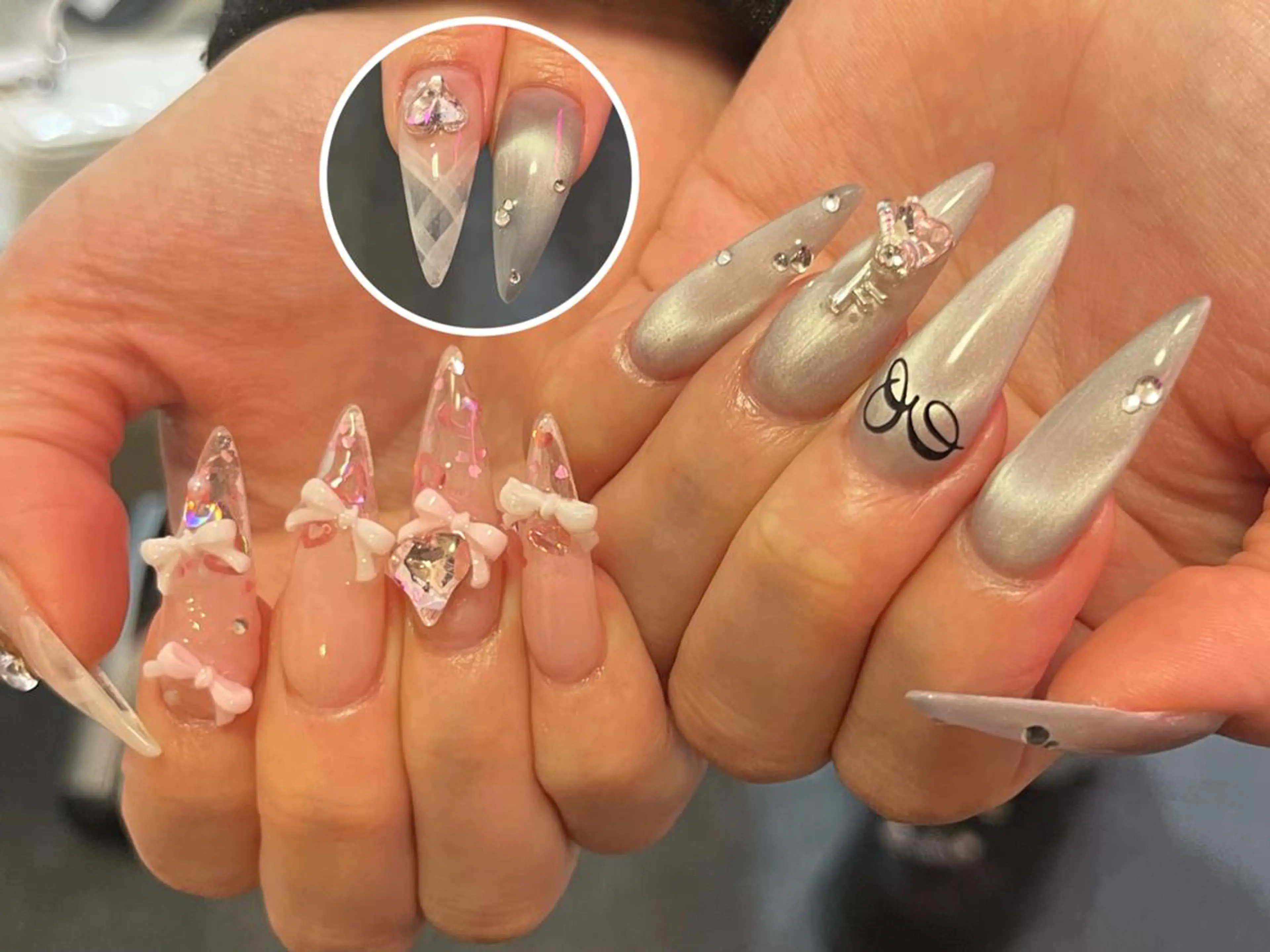 ネイル アートネイル 長さ出し フレンチネイル ジェルネイル キラキラネイル NaMi Belle Nailのネイルデザイン