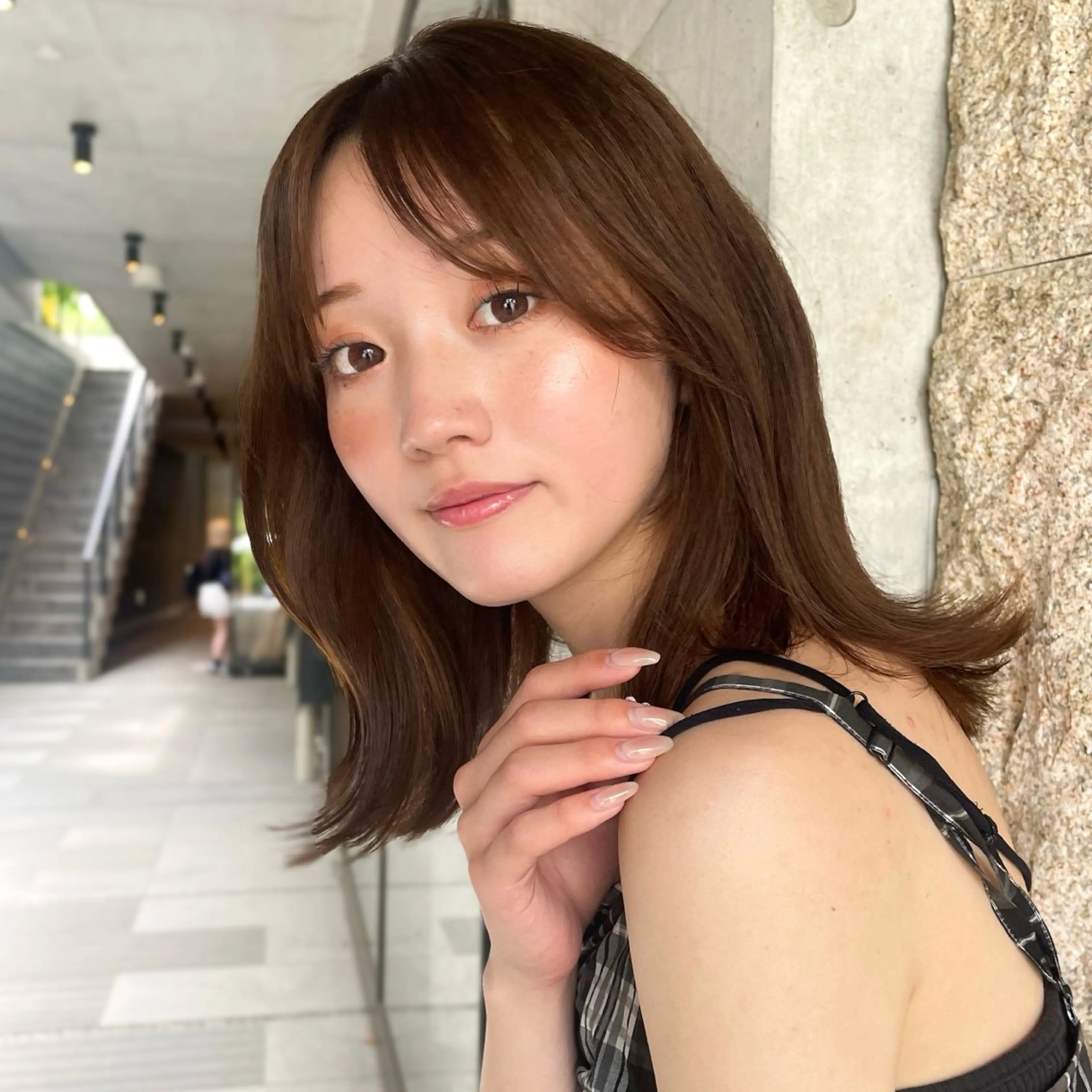 ミディアム カラー ベージュカラー レイヤー/柔らか 透明感カラー/ゆきなのヘアスタイル