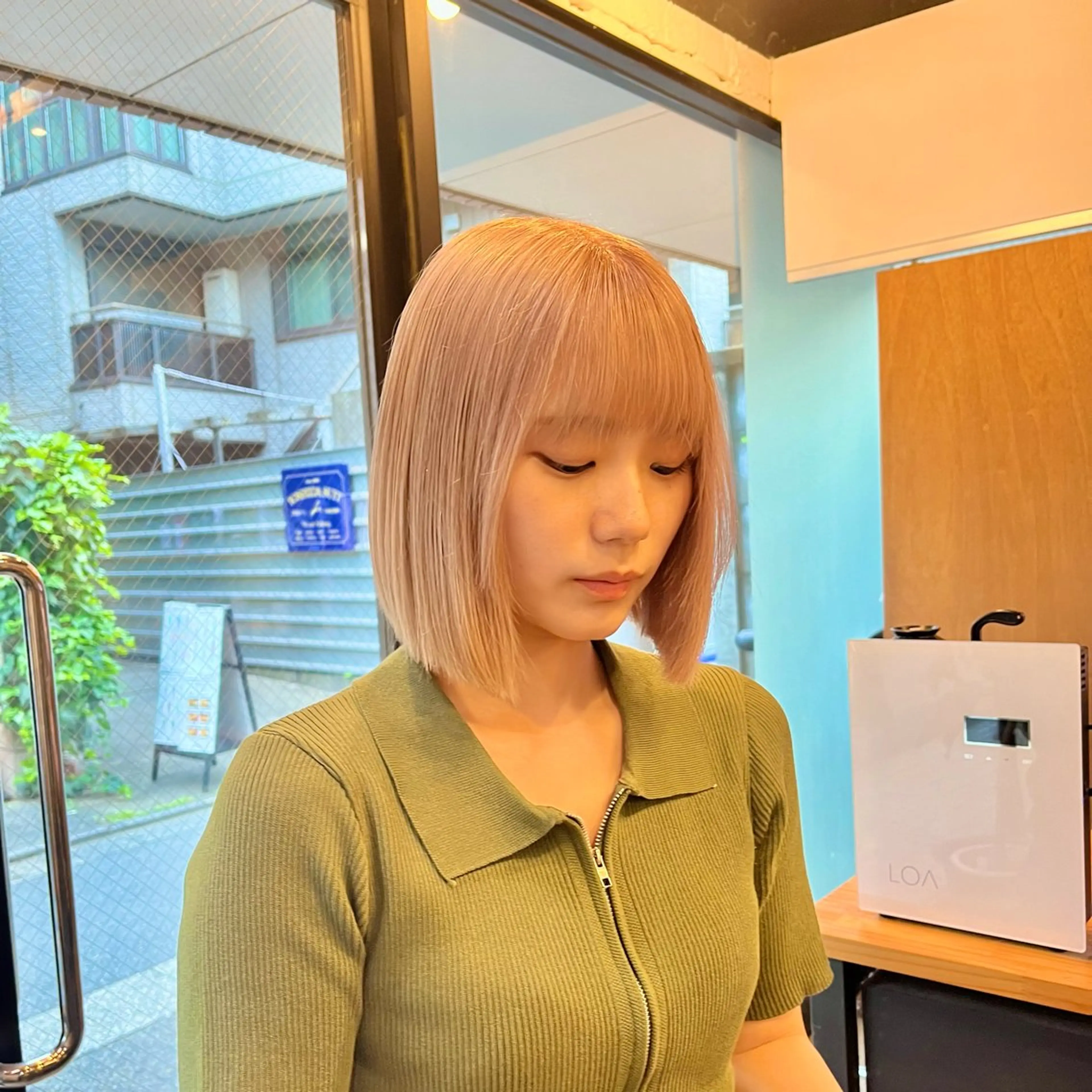 ミディアム カラー カット ヘアカラー トリートメント ボブ/レイヤー/ ハッシュカット/河内のヘアスタイル