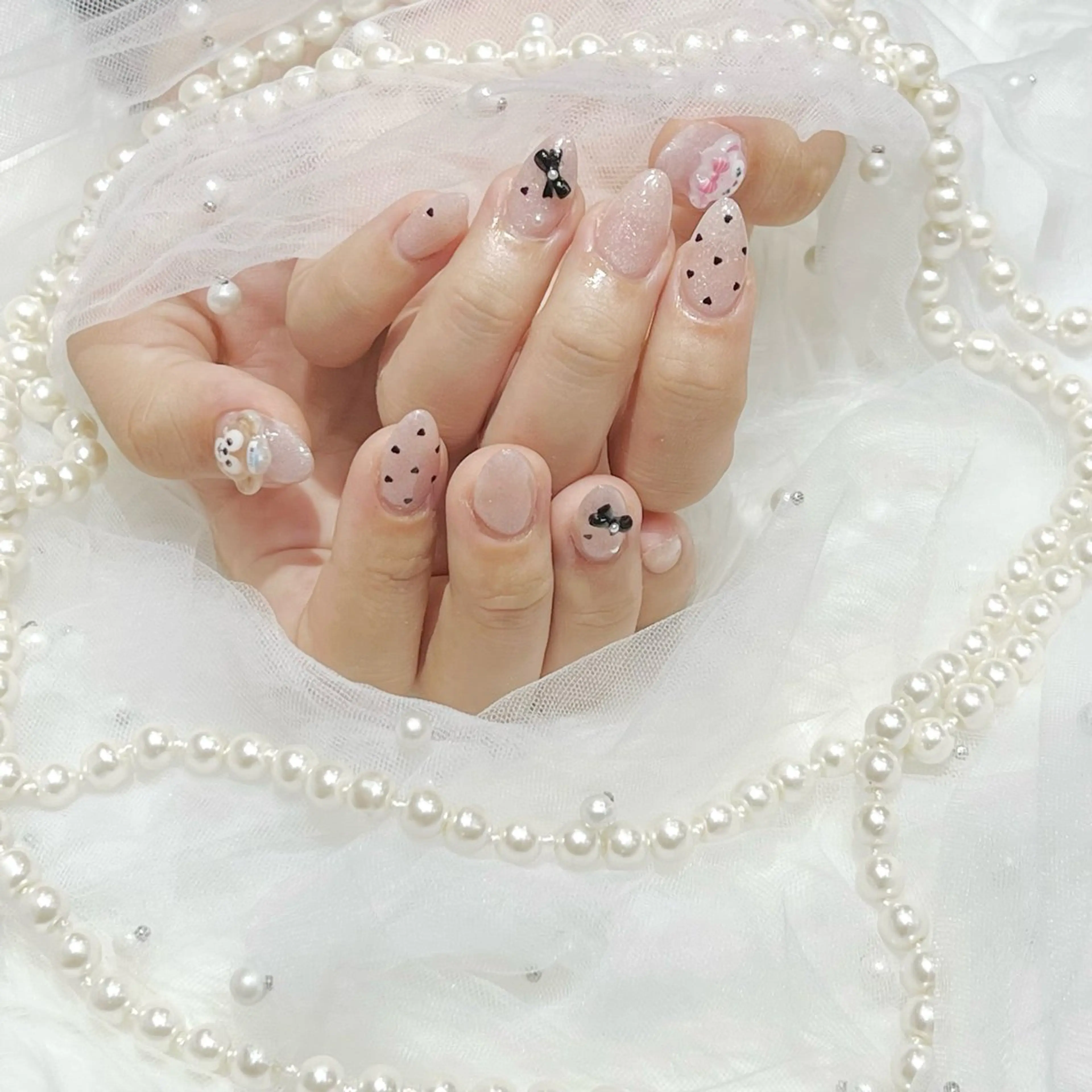 【Jr.】 オフ有り🍒チップ長さ出し＋ワンカラーorラメグラデーション90分パーツつけ放題の写真