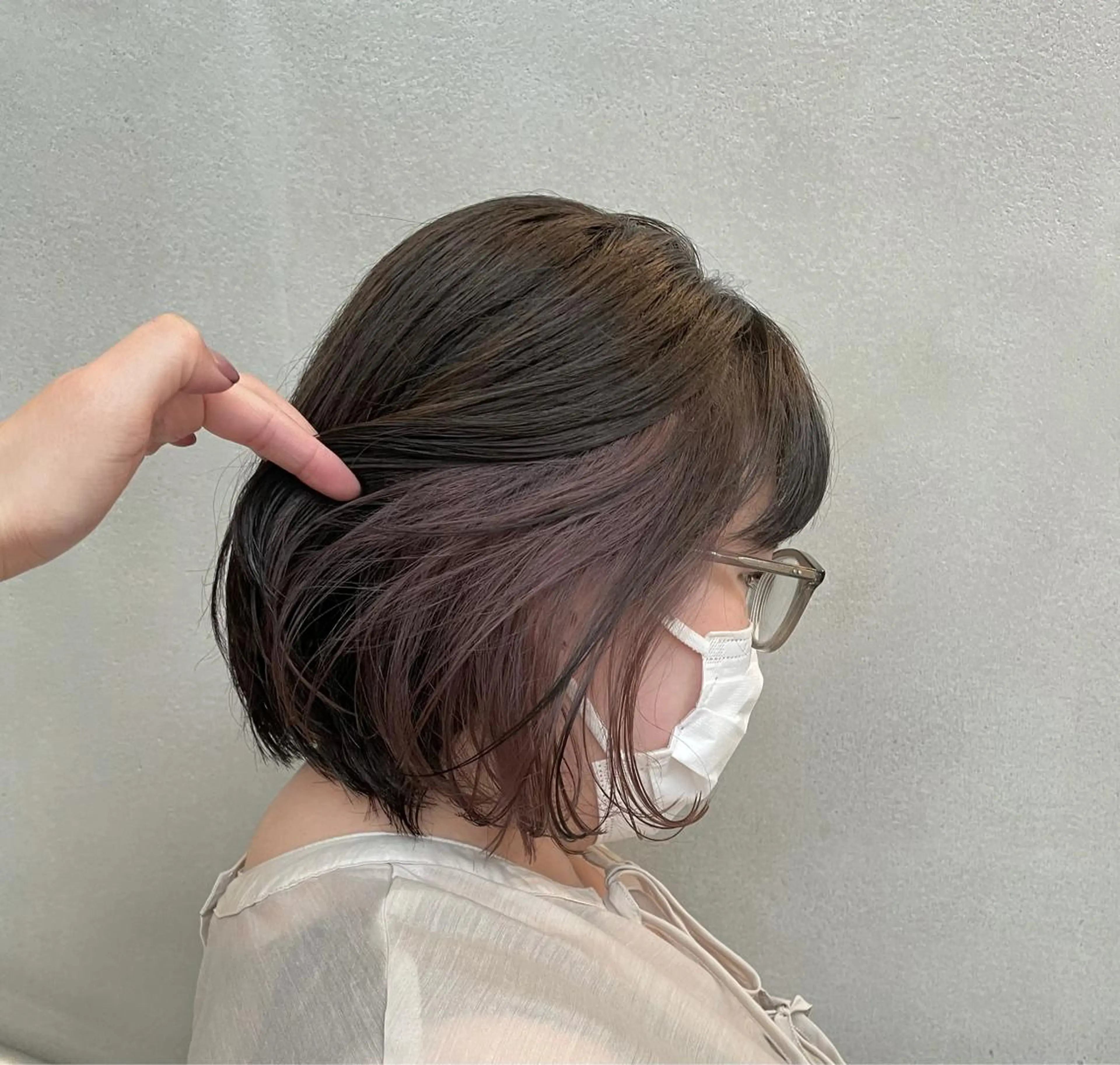 ミディアム カラー ベージュカラー ミルクティーベージュ パープルカラー 沖縄/ヘアアレンジ /ナカノのヘアスタイル