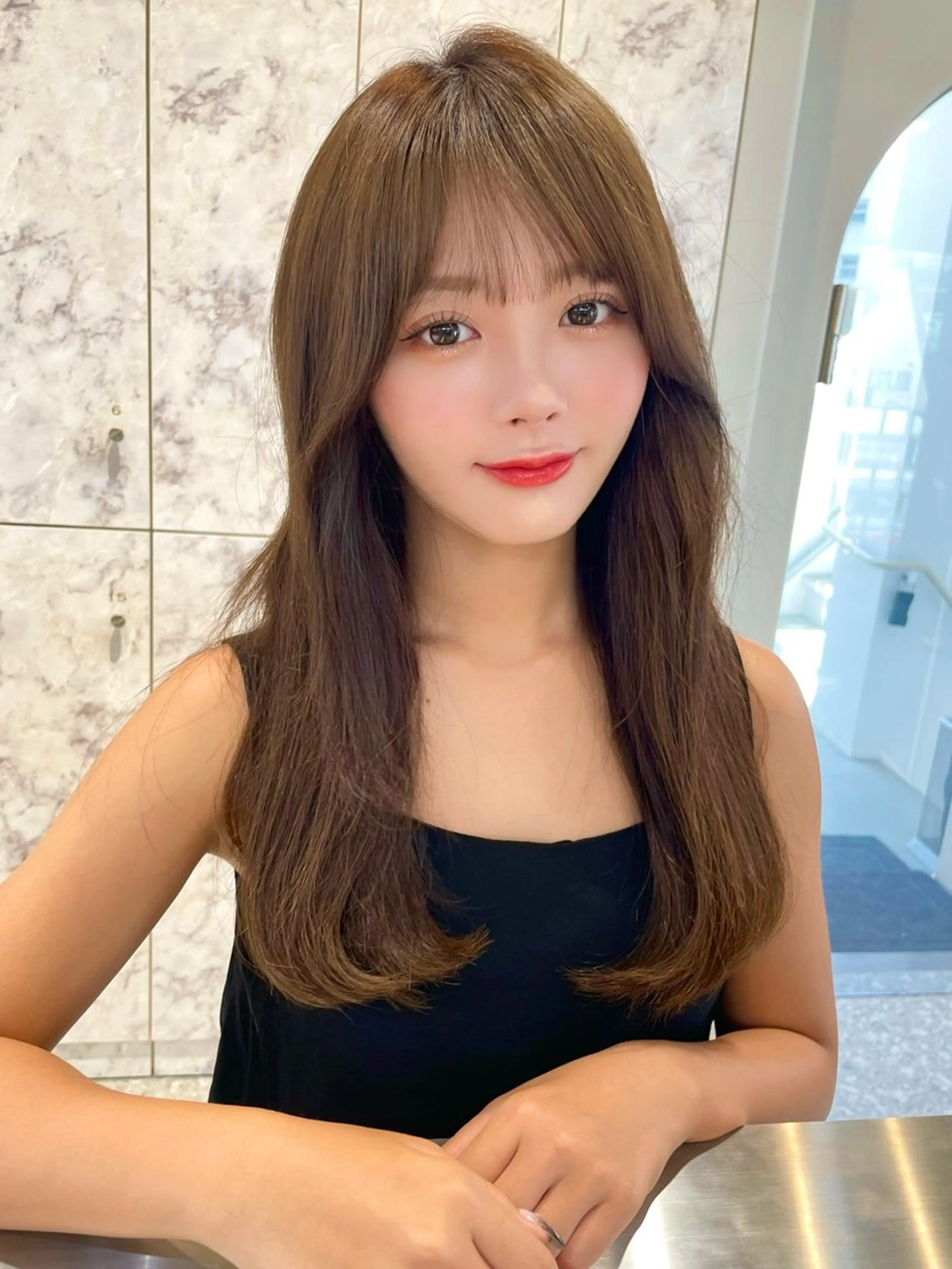 セミロング カラー カット ヘアカラー トリートメント 韓国ヘア🤍顔周り/ 髪質改善✨/林遼一郎のヘアスタイル