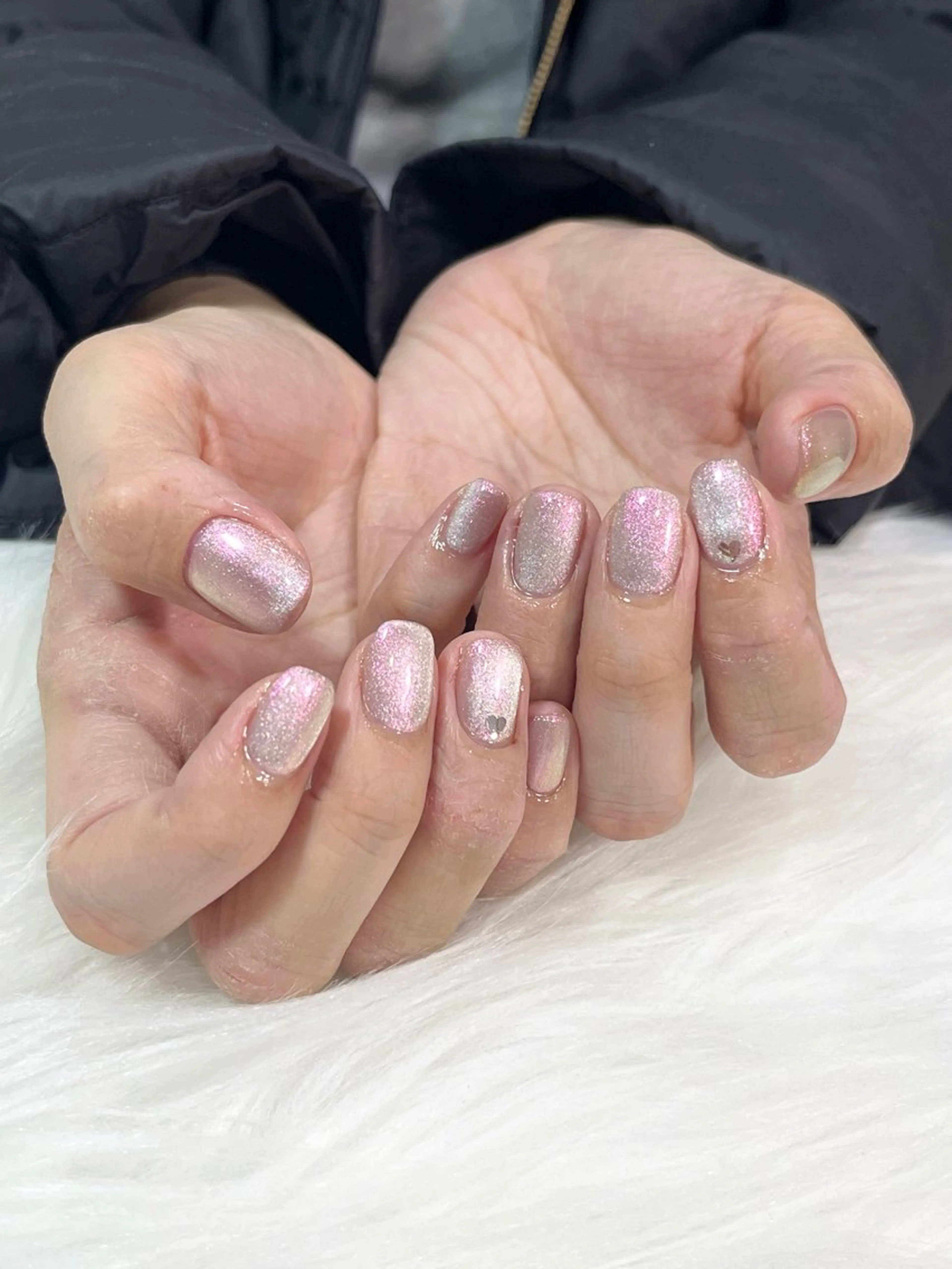 ネイル オーロラネイル マグネットネイル ピンク nail salon Belle＊makoのネイルデザイン