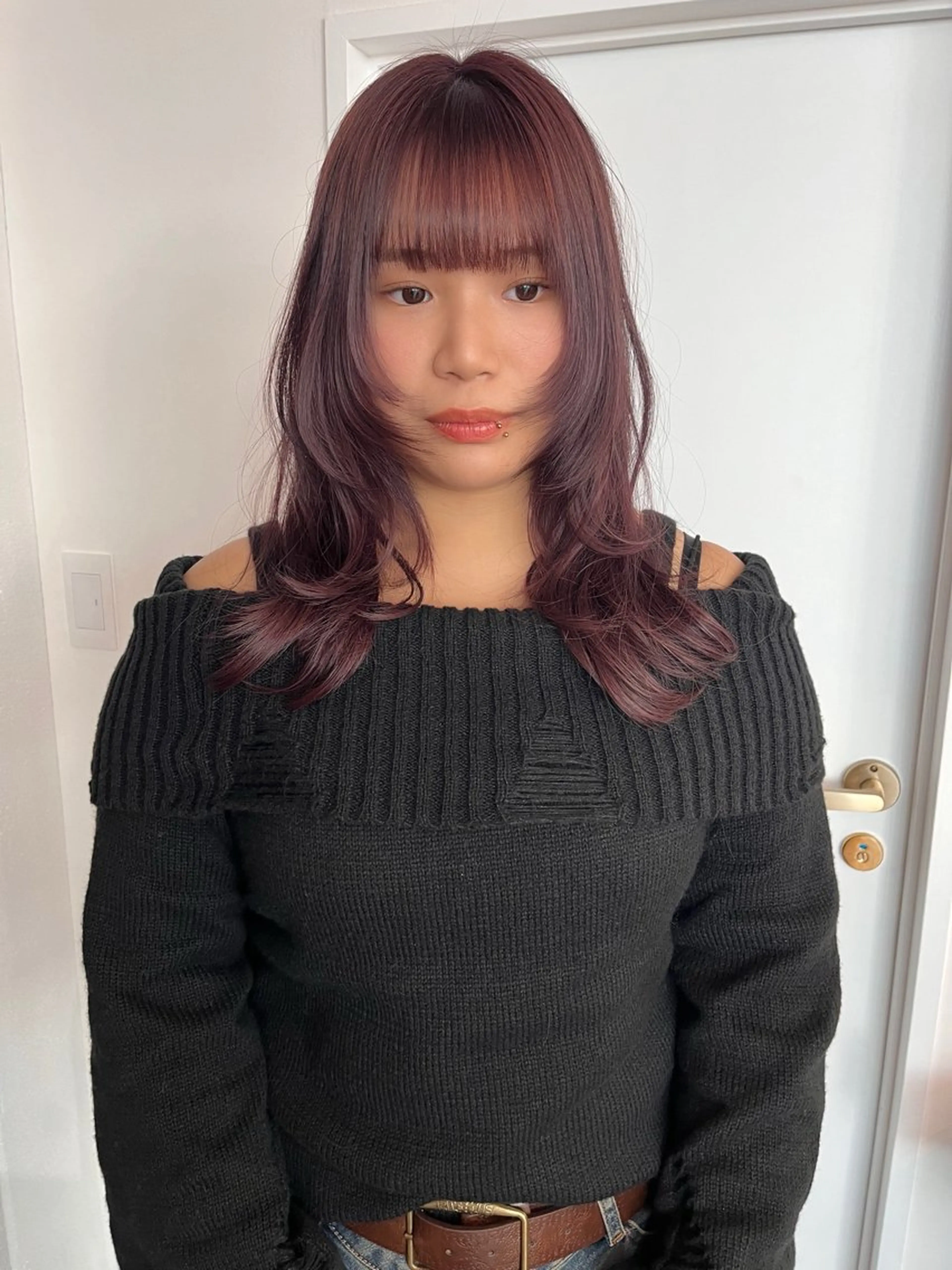 セミロング カラー レイヤーカット/韓国 ヘア/ honokaのヘアスタイル