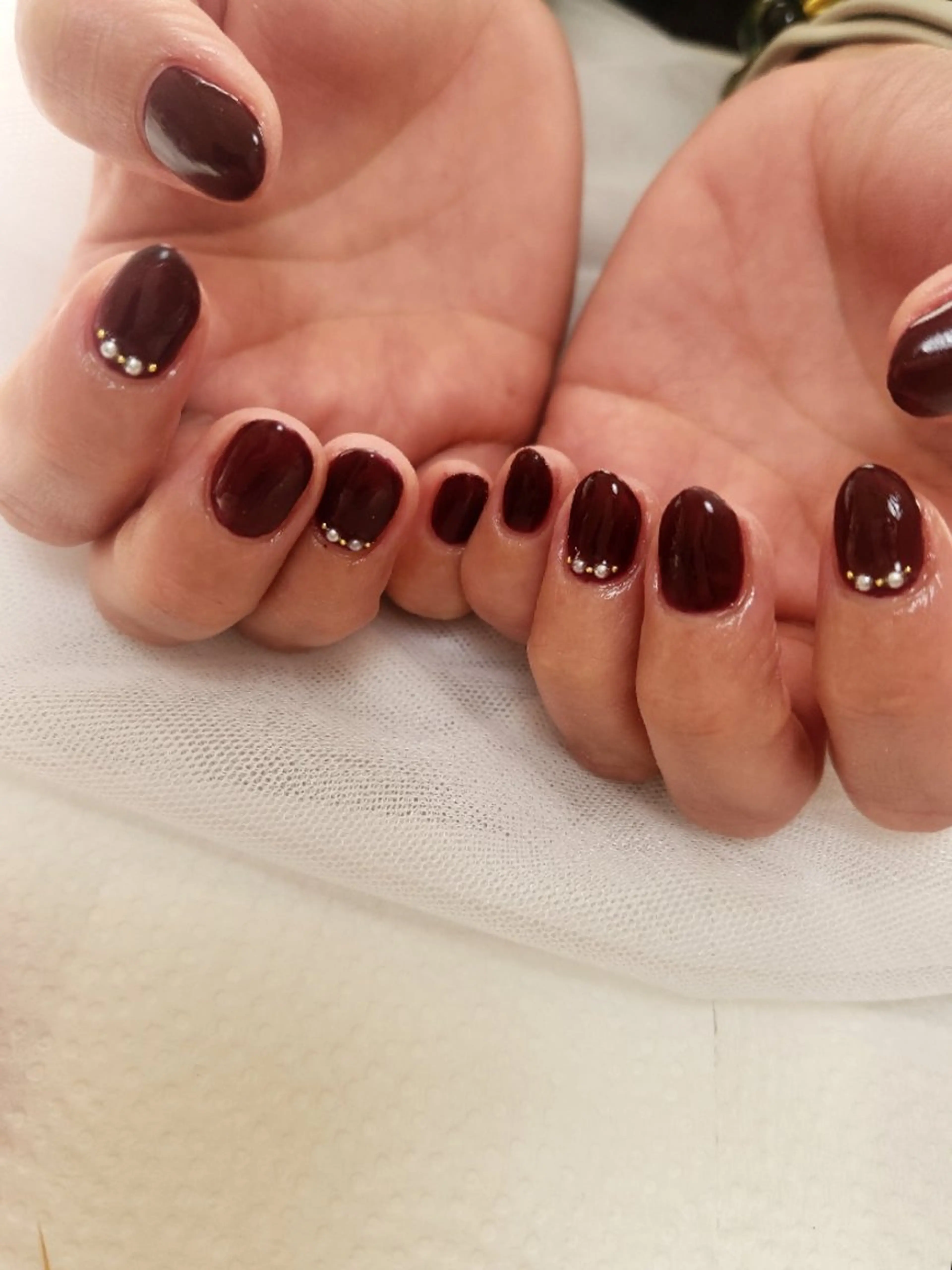 ネイル ボルドー ジェルネイル ショートネイル シンプルネイル 冬ネイル Nailroom3  古屋明美のネイルデザイン