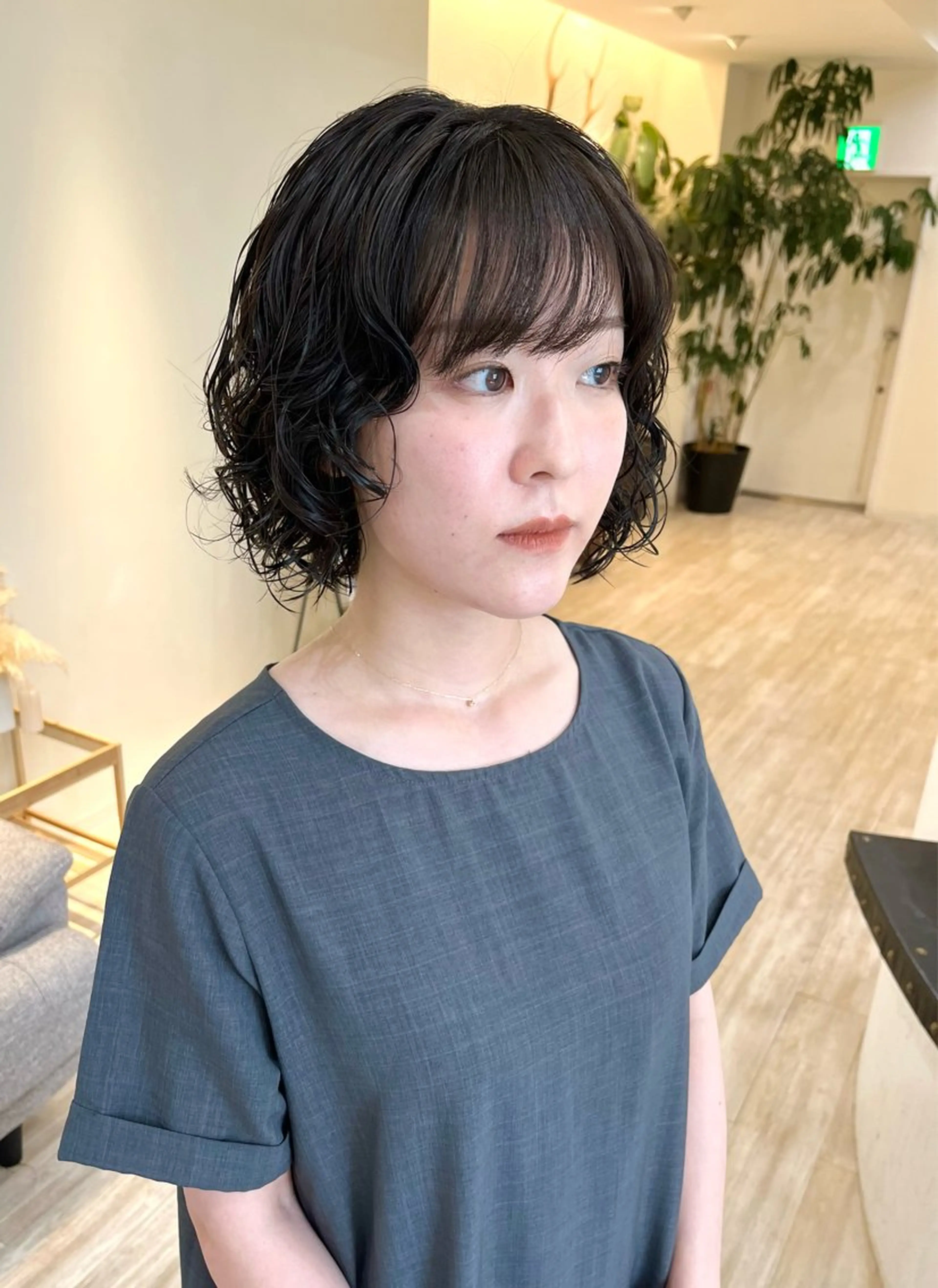 ショート パーマ カット パーマ トリートメント つぼみ/パーマ ／レイヤー／ボブのヘアスタイル