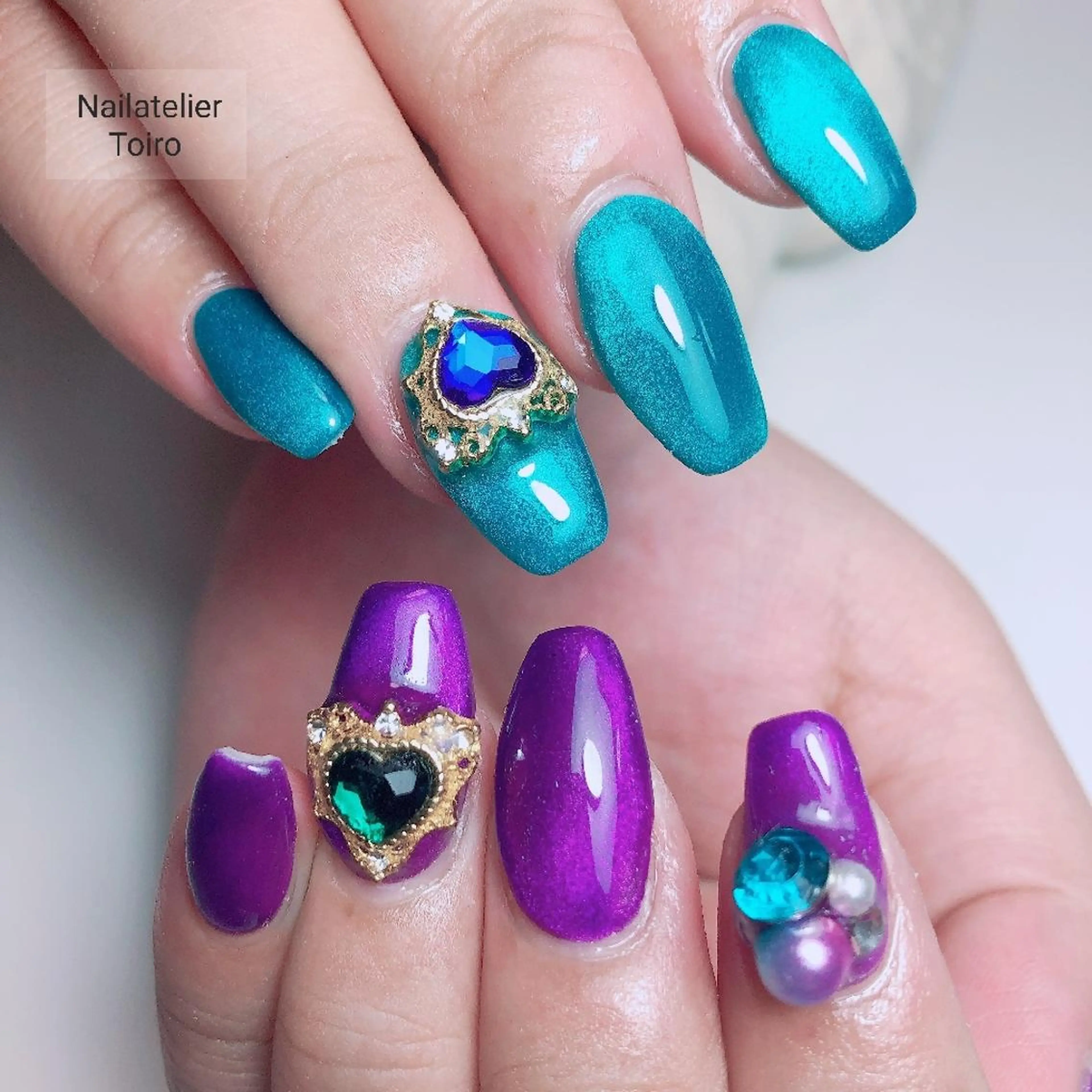 ロング ネイル クリアネイル マグネットネイル ☺︎山部 志麻☺︎のネイルデザイン