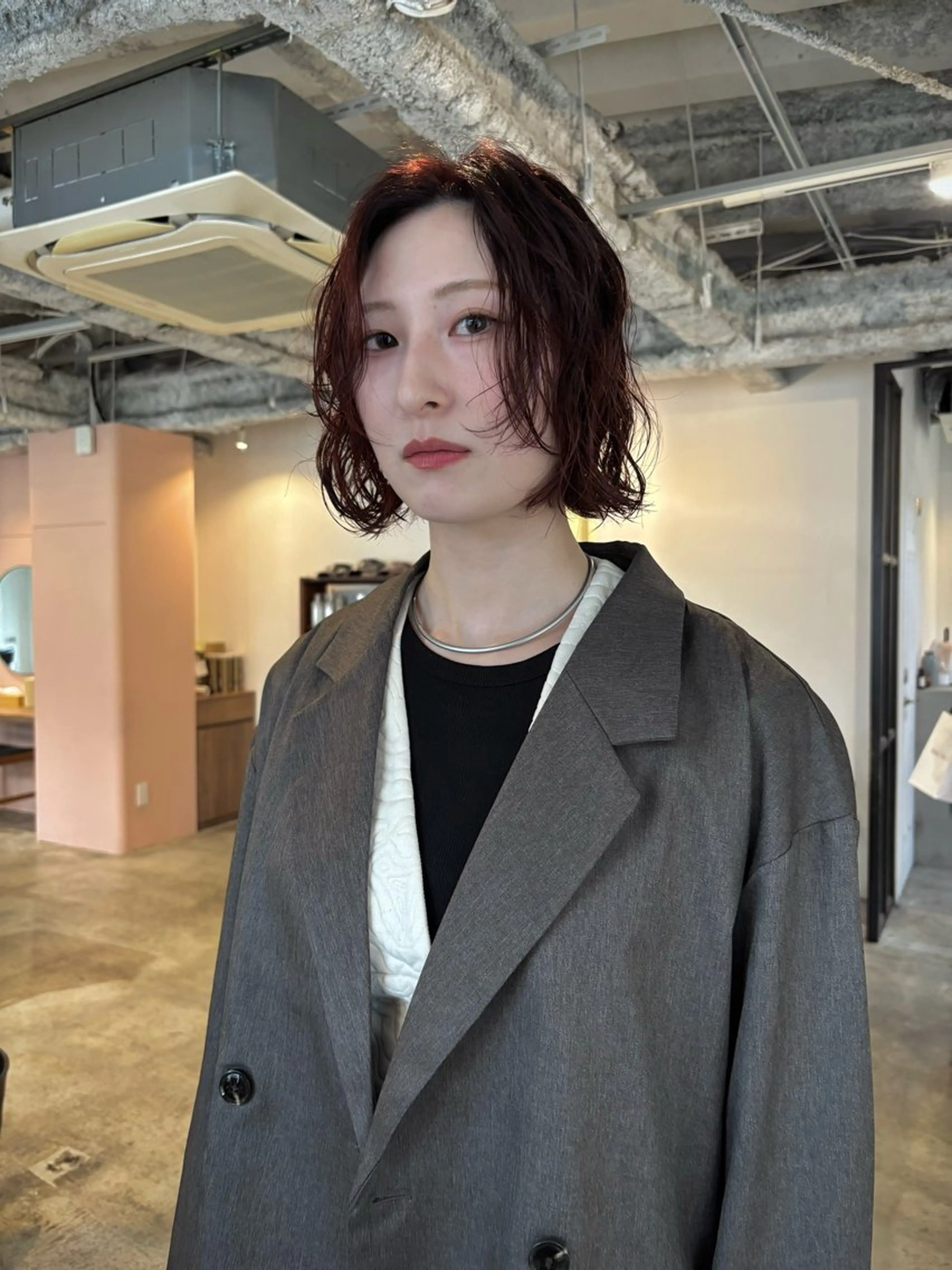 ミディアム カラー ボブ カット ヘアカラー トリートメント yu maのヘアスタイル