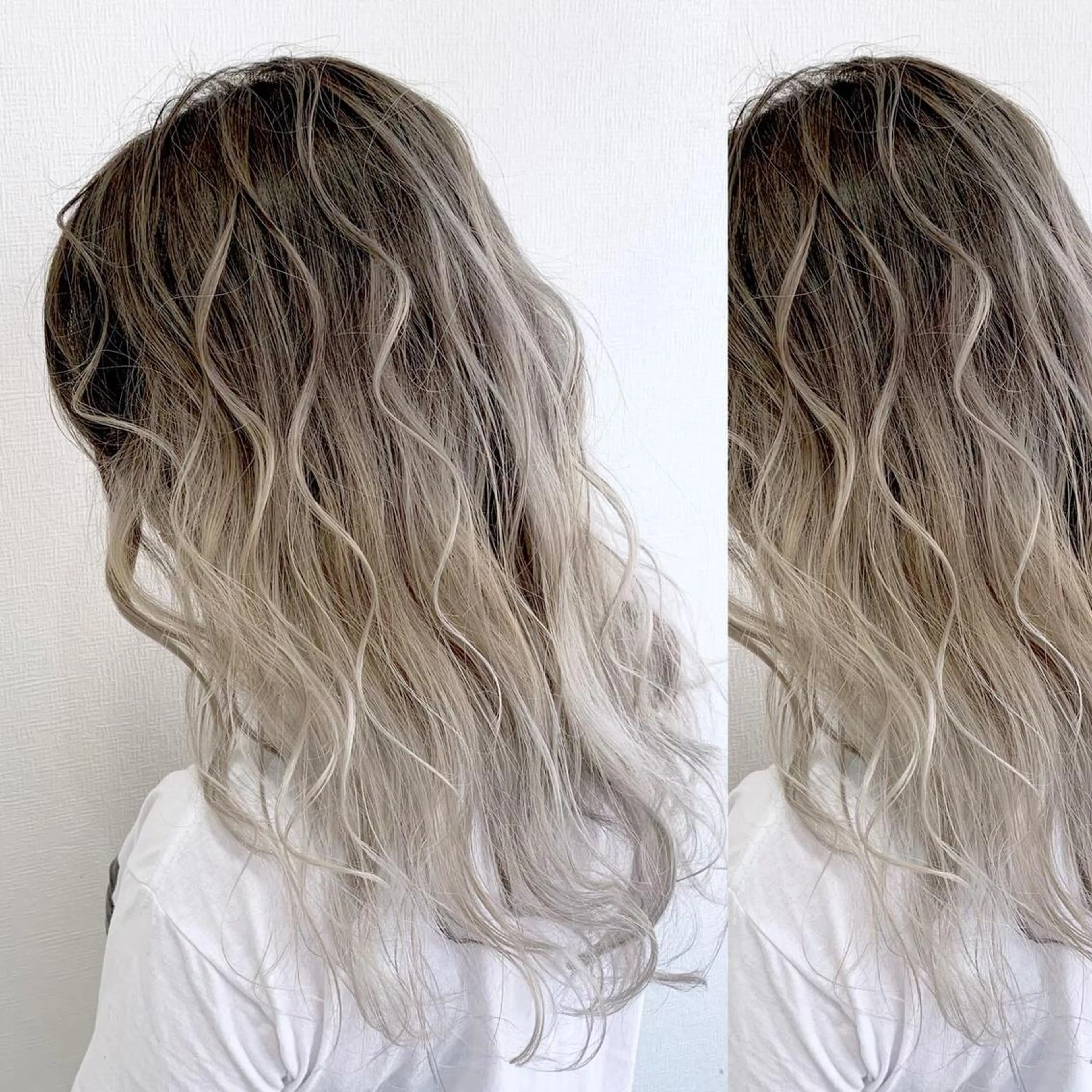 ロング カラー JuNブリーチに 縮毛矯正するプロのヘアスタイル