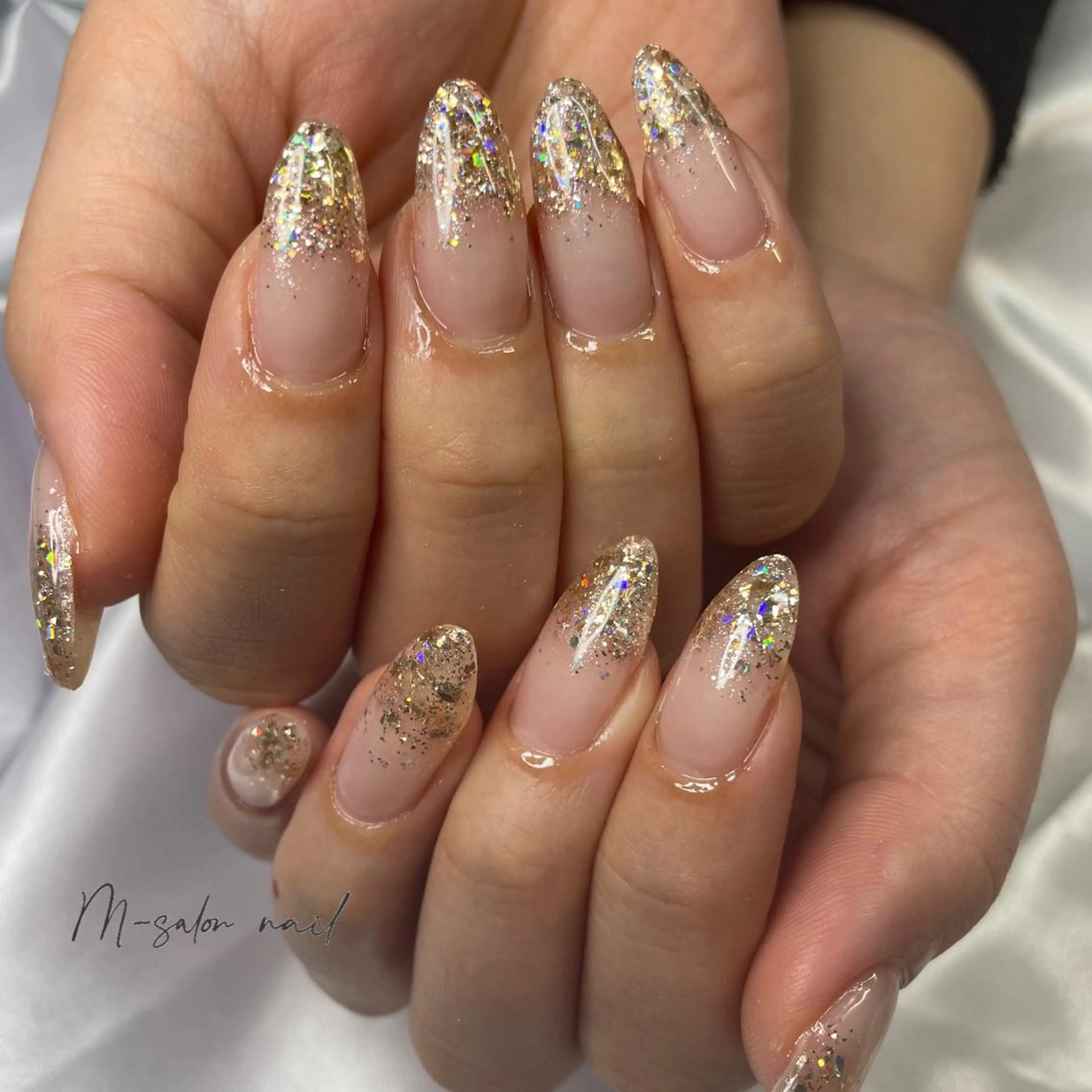 ネイル クリアネイル ラメ(グリッター) ラメグラデーション スカルプネイル ハンドネイル 韓国/網紅/パーツ M-salonのネイルデザイン