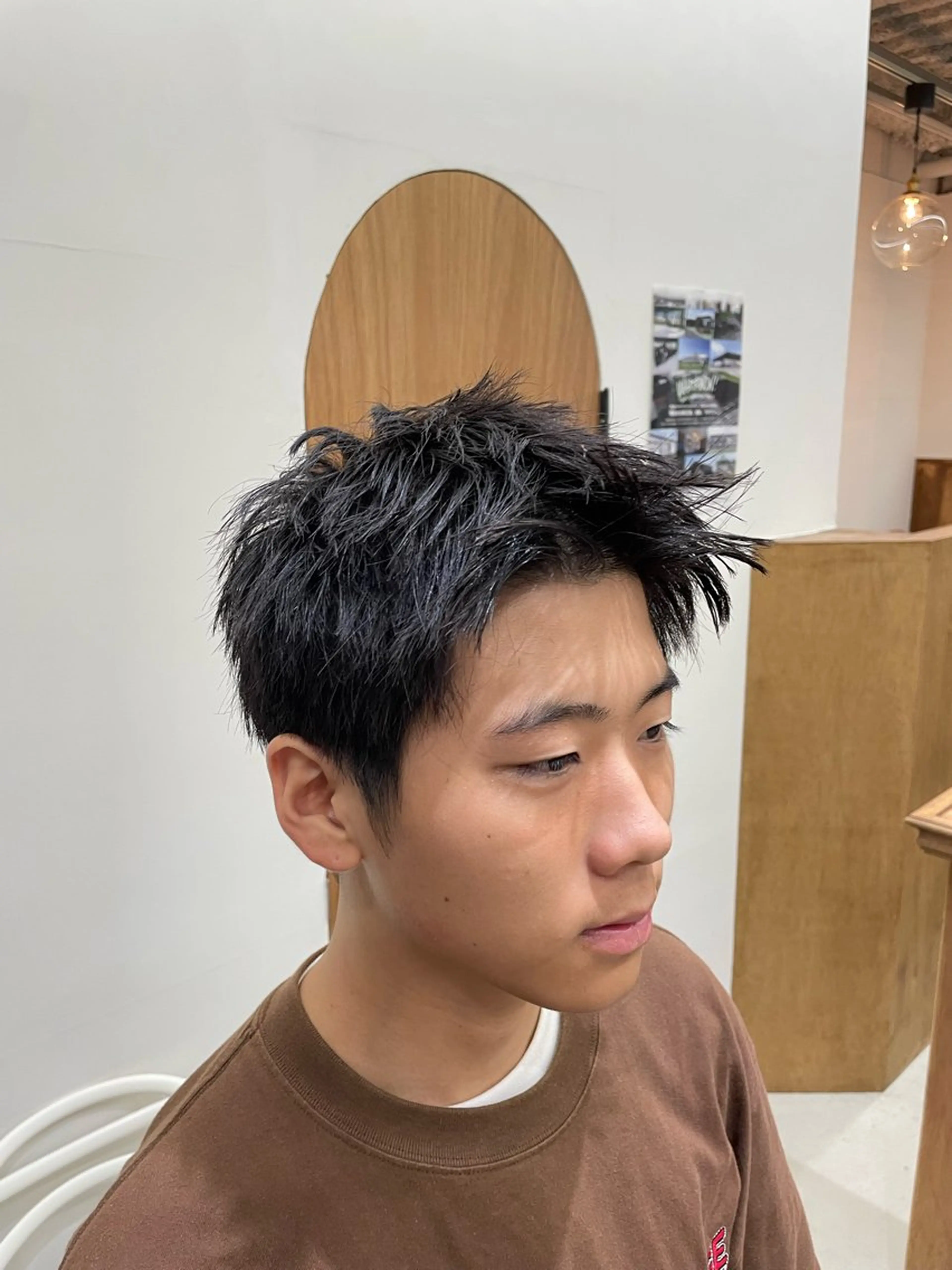 メンズ スパイキーショート 刈り上げ カット 慎太朗/パーマ/ボブ /センターパートのヘアスタイル