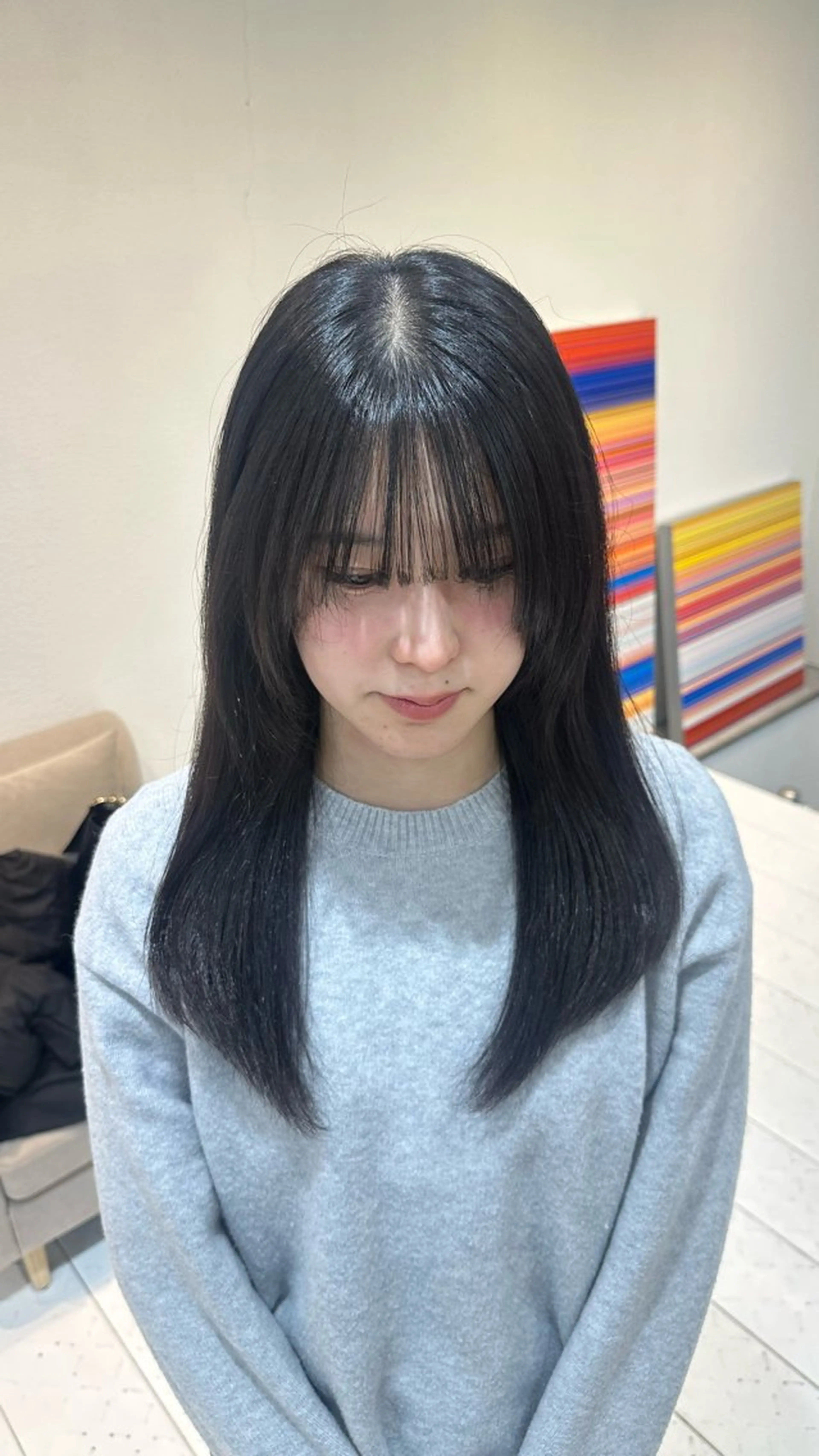 ロング カラー 黒髪 ブリーチ ブルーカラー ブルーブラック 透明感カラー ヘアカラー トリートメント 🪐ブリーチ/y2k ヘア🪐HARUKAのヘアスタイル