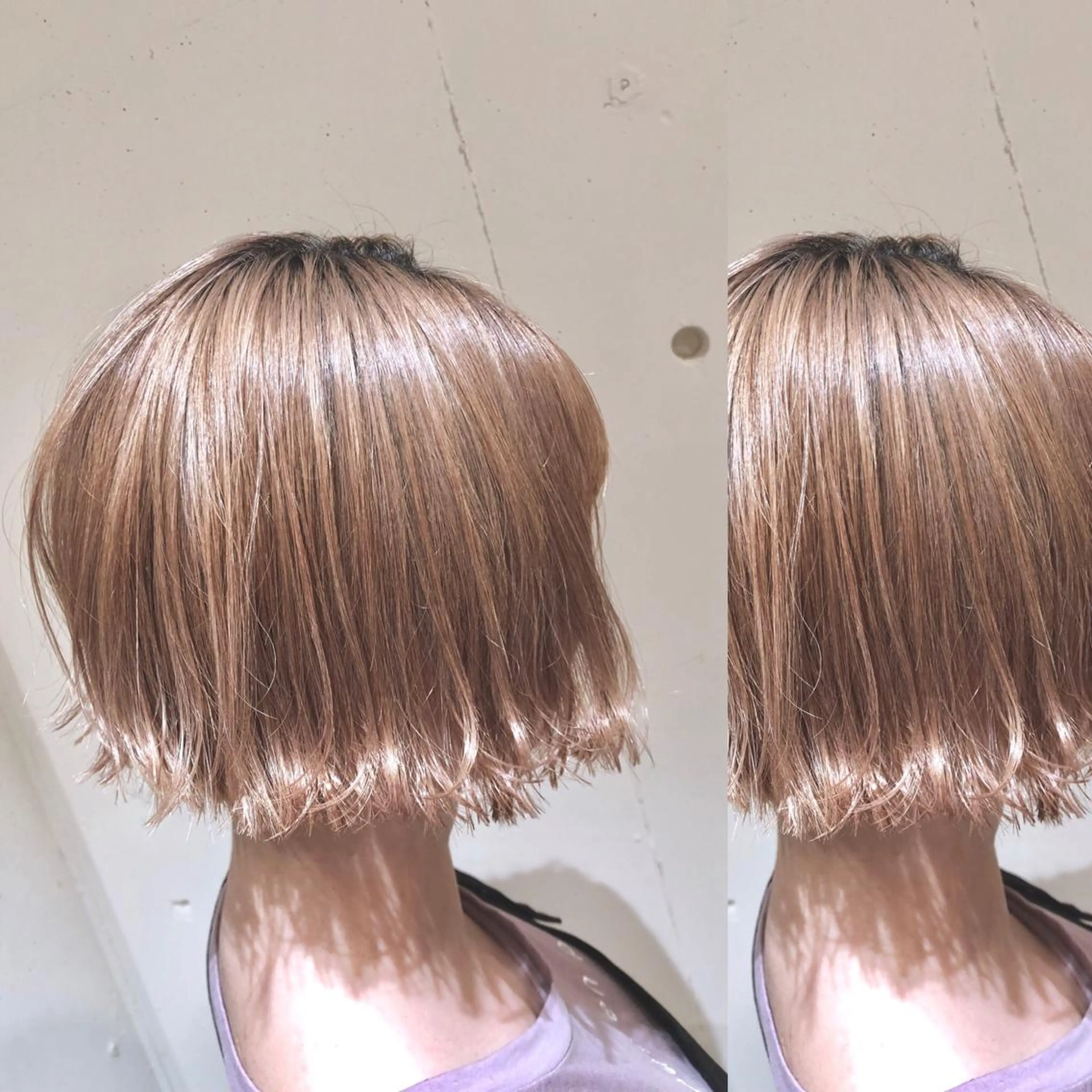 ショート カラー パーマ ヘアアレンジ 切りっぱなしボブ バレイヤージュ 黒髪 グラデーションカラー グレージュ 【ツヤ髪美容師】 ツダケイスケのヘアスタイル
