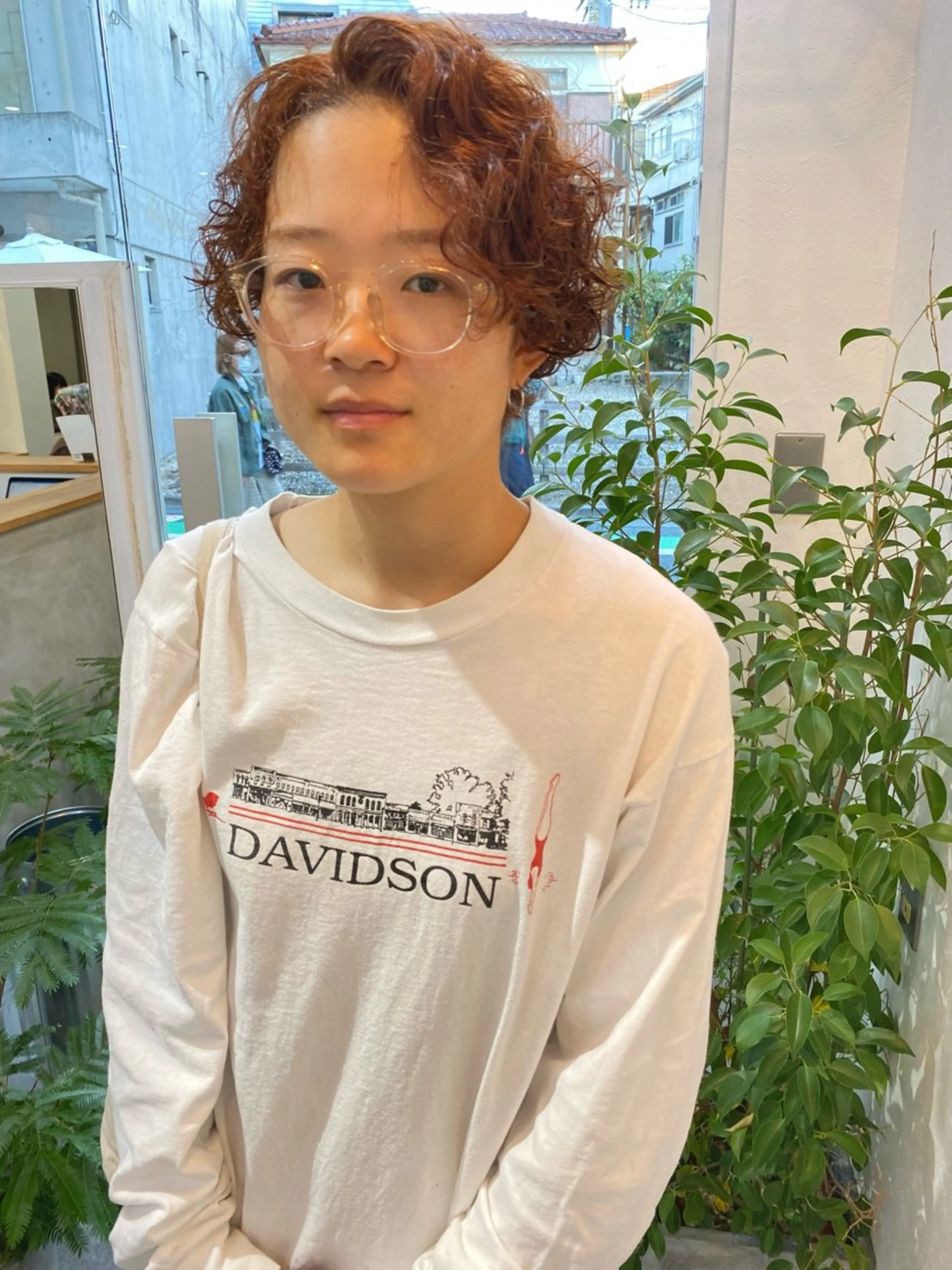 ショート カラー パーマ オレンジ ショートヘア カット ヘアカラー パーマ トリートメント 森貴裕/ベージュ/ パーマ/オリーブのヘアスタイル