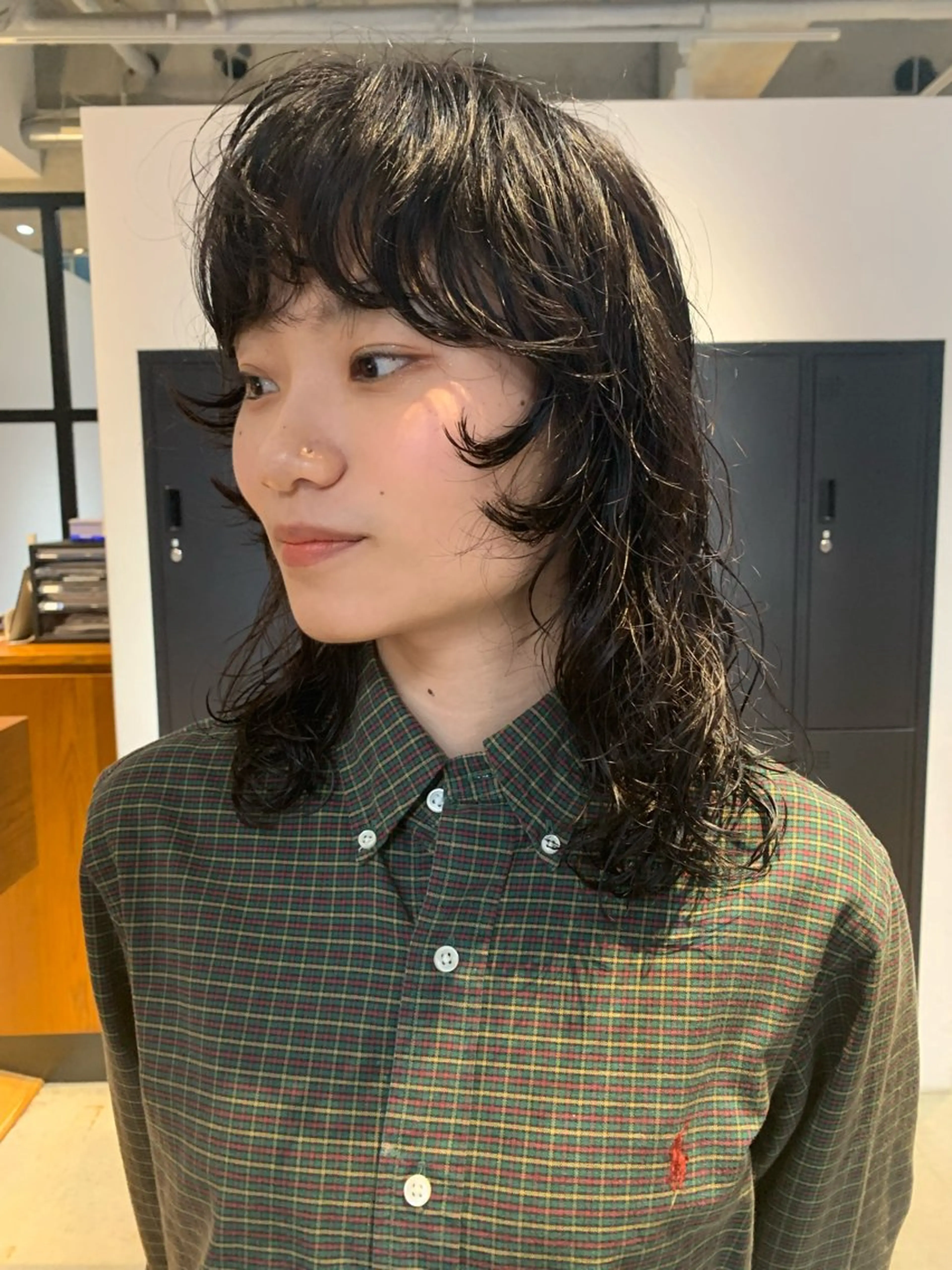 セミロング カラー パーマ 朝ラクパーマ 透明感カラー横山大樹のヘアスタイル