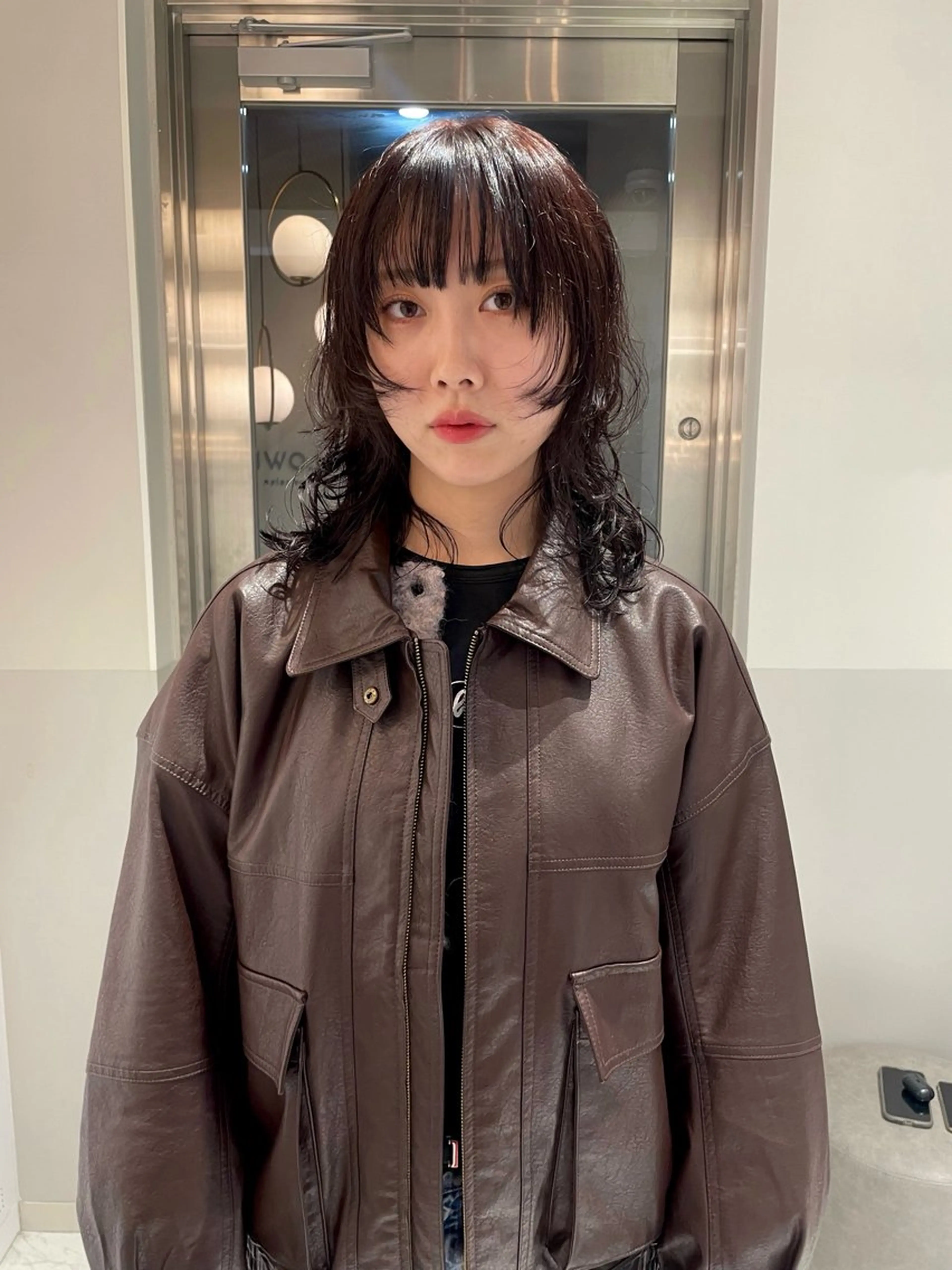 ミディアム カラー パーマ カット パーマ satsuki 暖色・ブラウンカラーのヘアスタイル