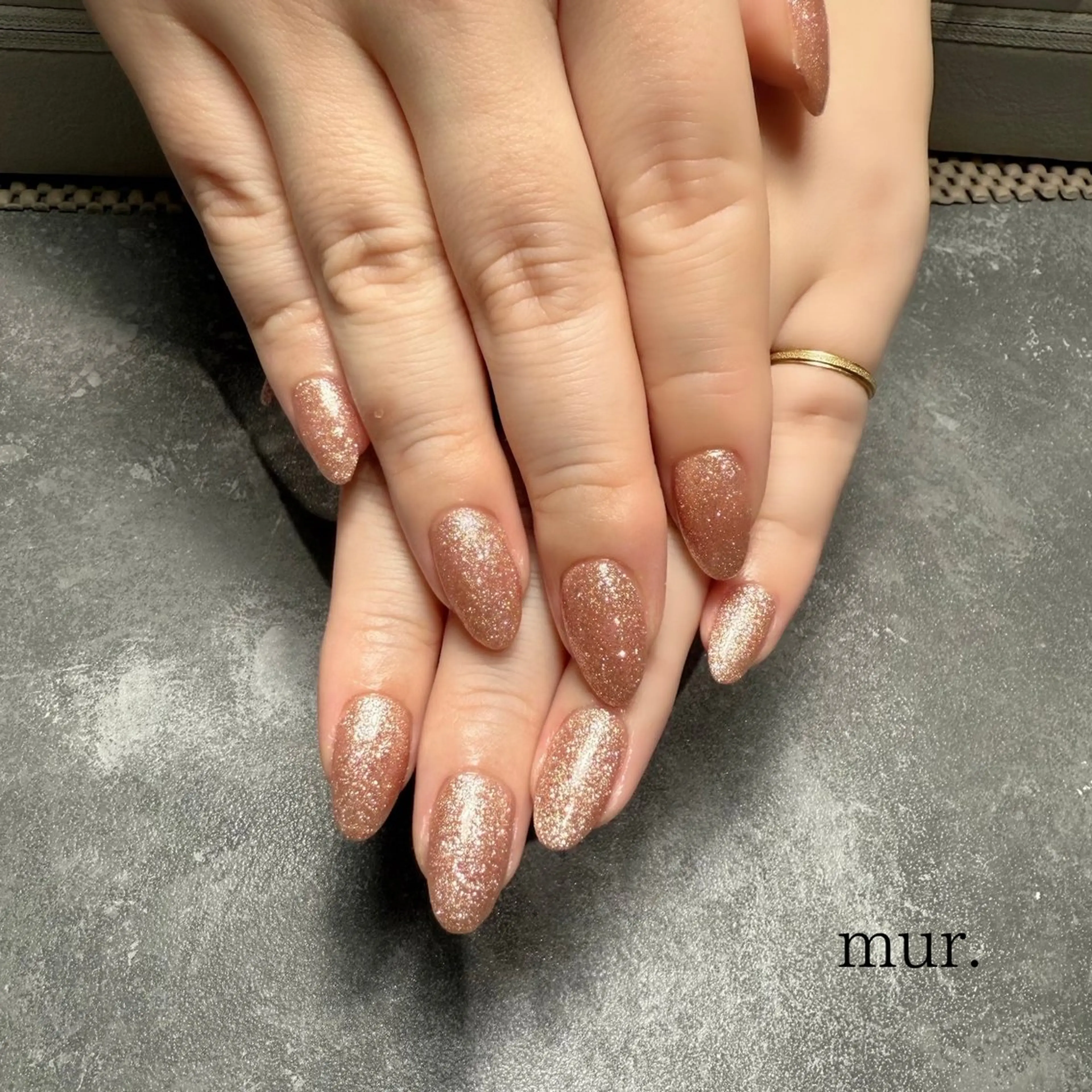 ネイル ジェルネイル ラメ(グリッター) ワンカラーネイル ピンク シンプルネイル ハンドネイル nail salon　mur.所属・mur. harukaのネイルデザイン