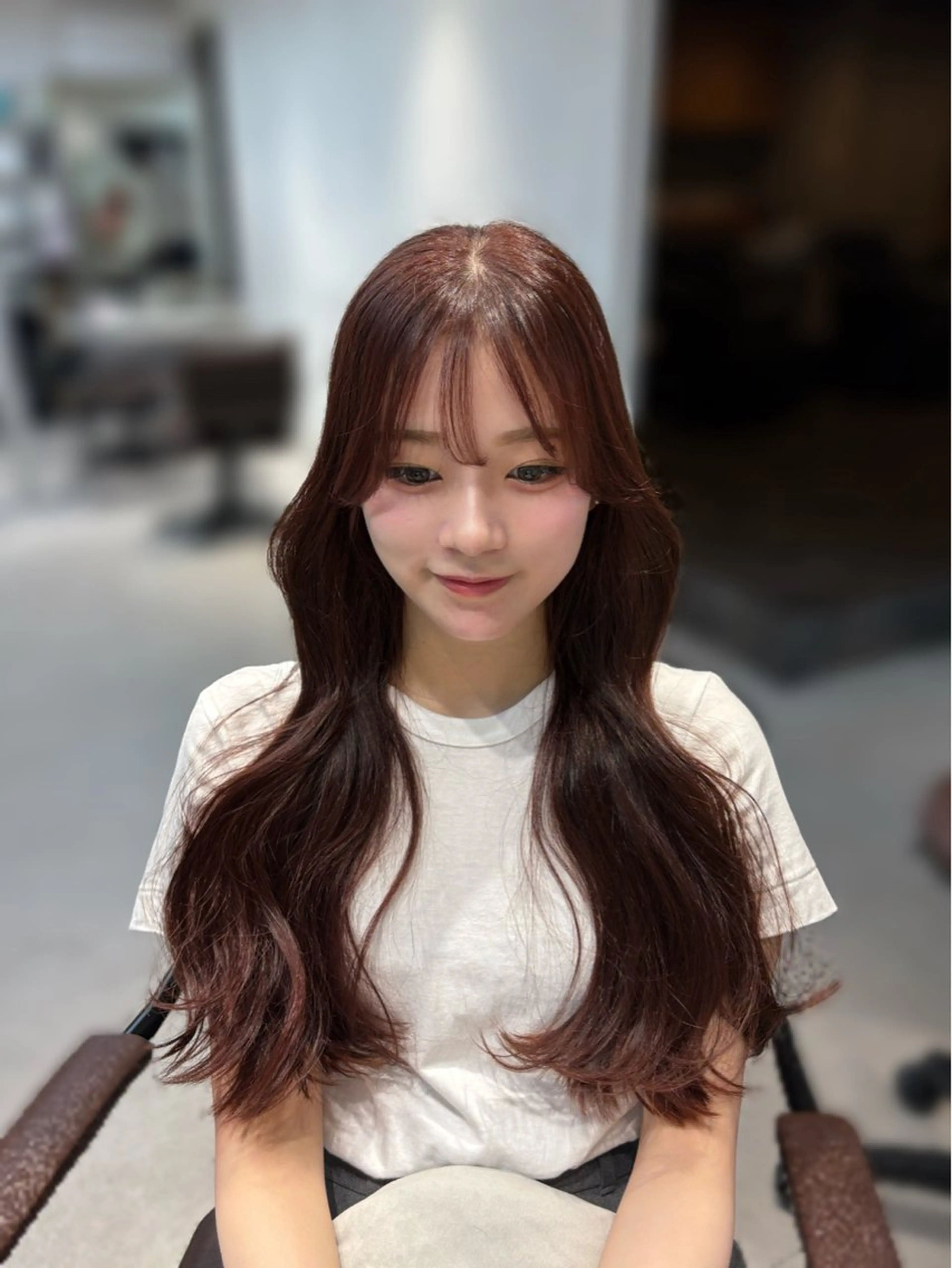 ロング カラー ヘアカラー ninaアイドル前髪 ×透明感🎀のヘアスタイル