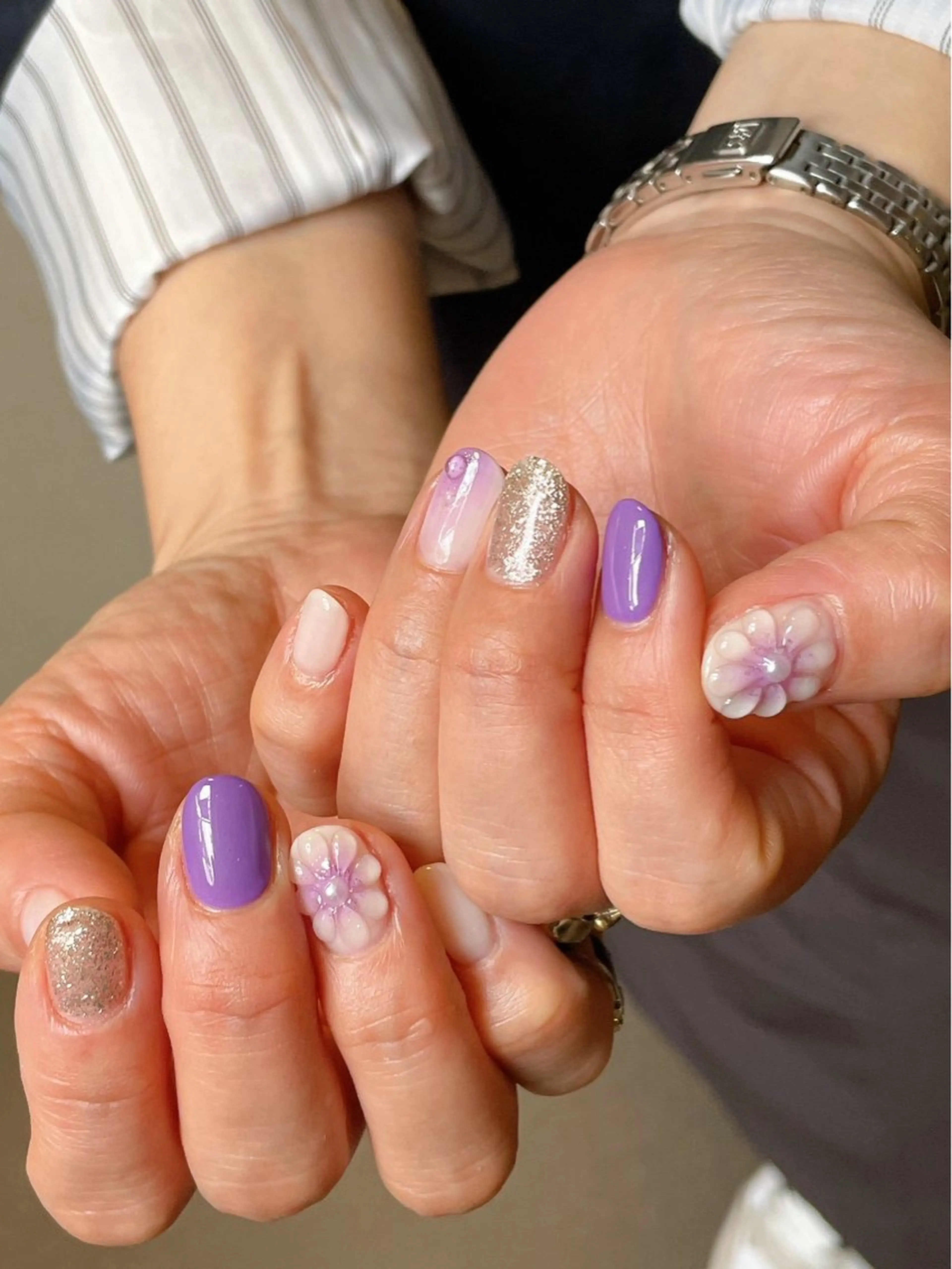 ネイル オーロラネイル 桜ネイル フラワーネイル フットネイル フレンチネイル ハンドネイル kikinail 溝の口のネイルデザイン