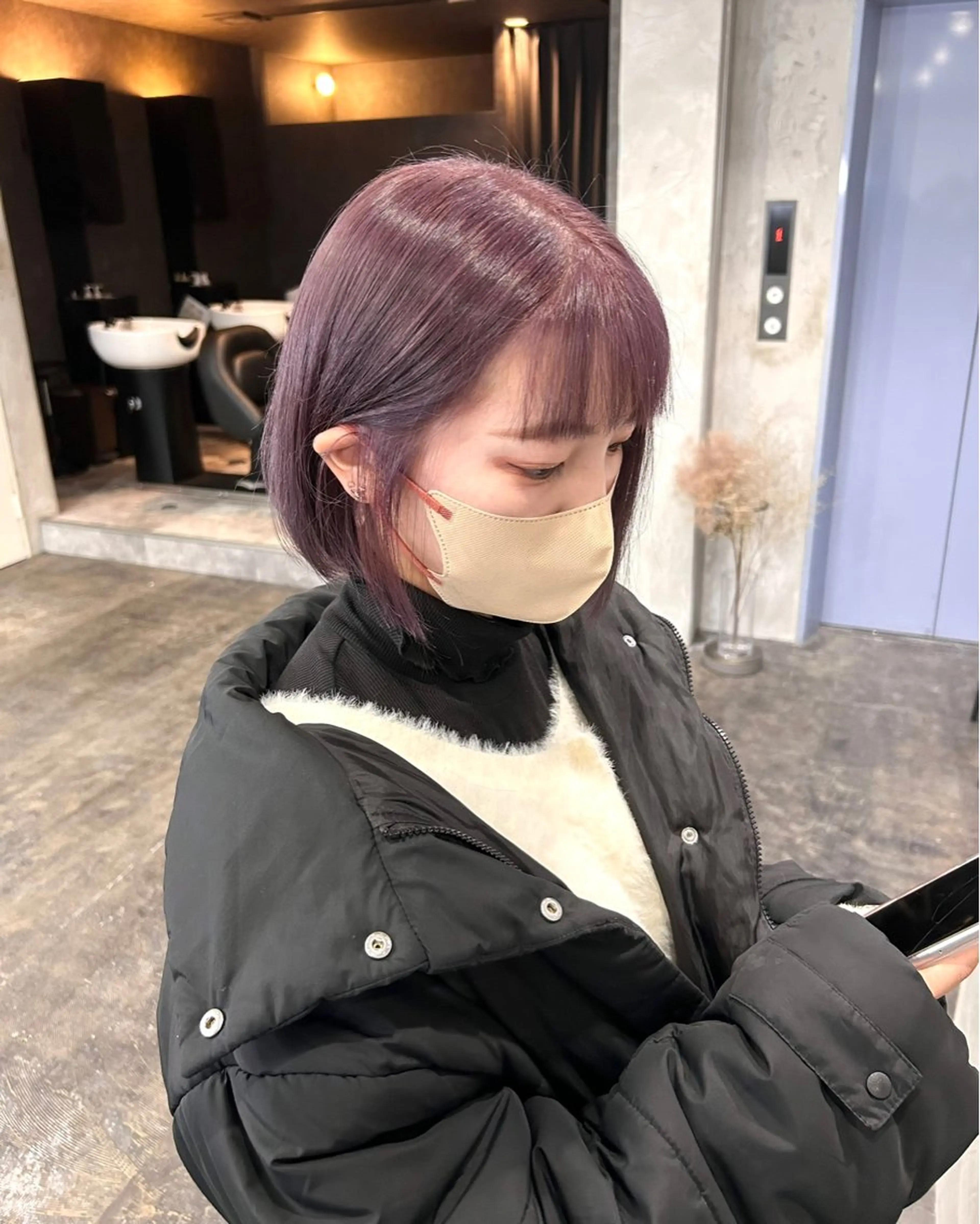 カラー ブリーチ カシス 透明感カラー MaisonHALU さくらのヘアスタイル