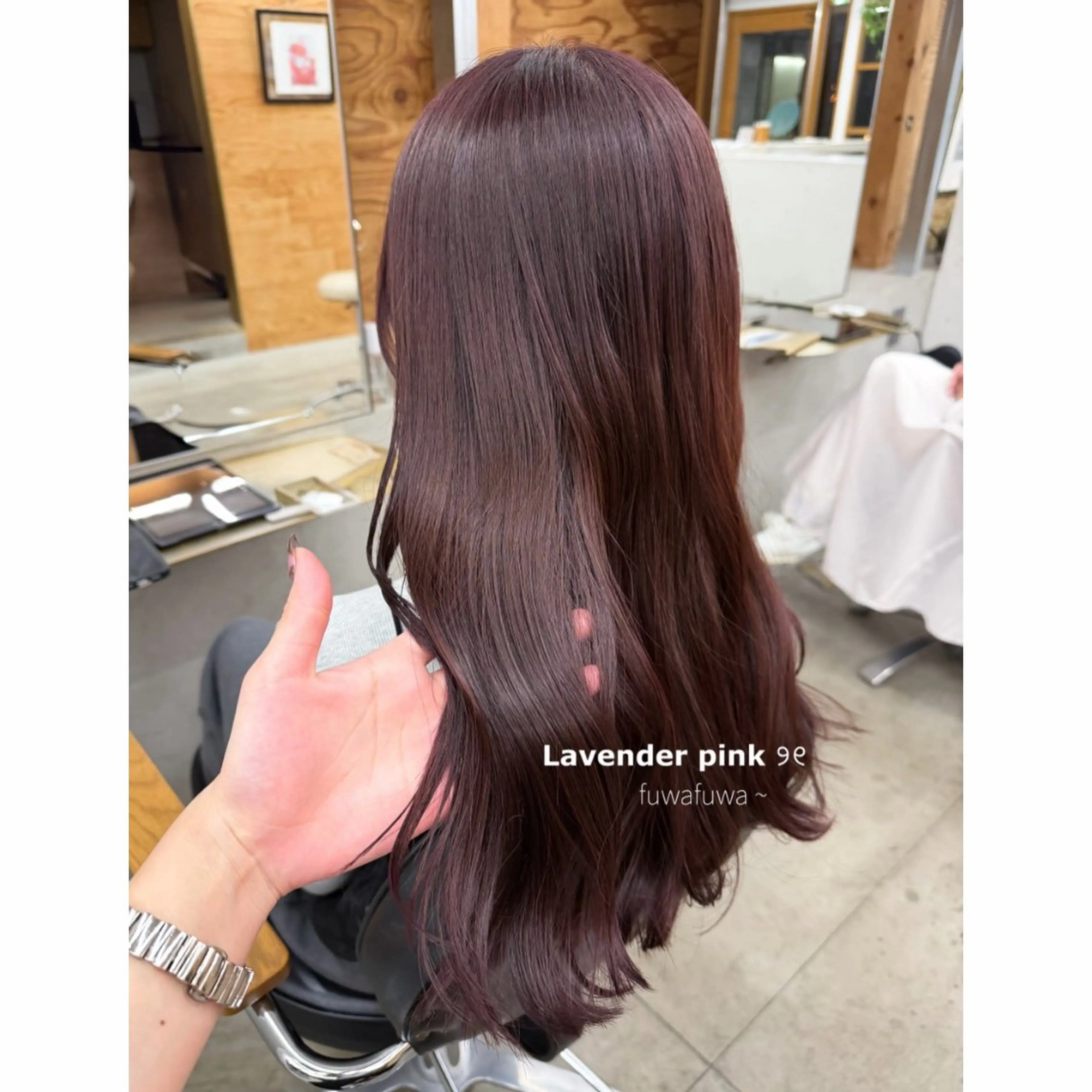 ロング カラー ブリーチ ラベンダーカラー ラベンダーピンク ブリーチなしカラー ピンクカラー ヘアカラー ボブパーマ/艶カラー 透明感カラー/ユメノのヘアスタイル