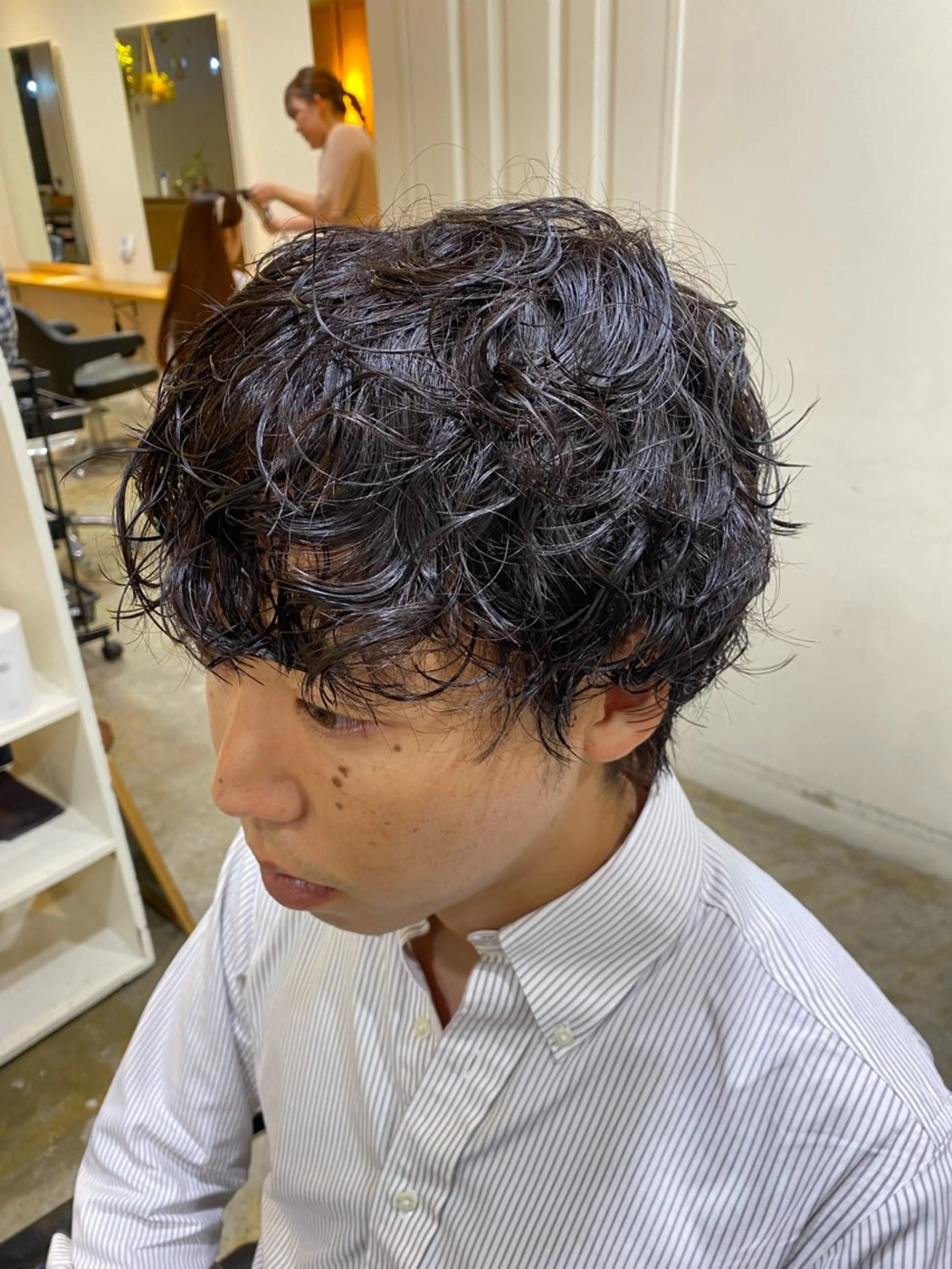 ミディアム パーマ メンズ レイヤーボブ/ 艶カラー/サナ🌼のヘアスタイル