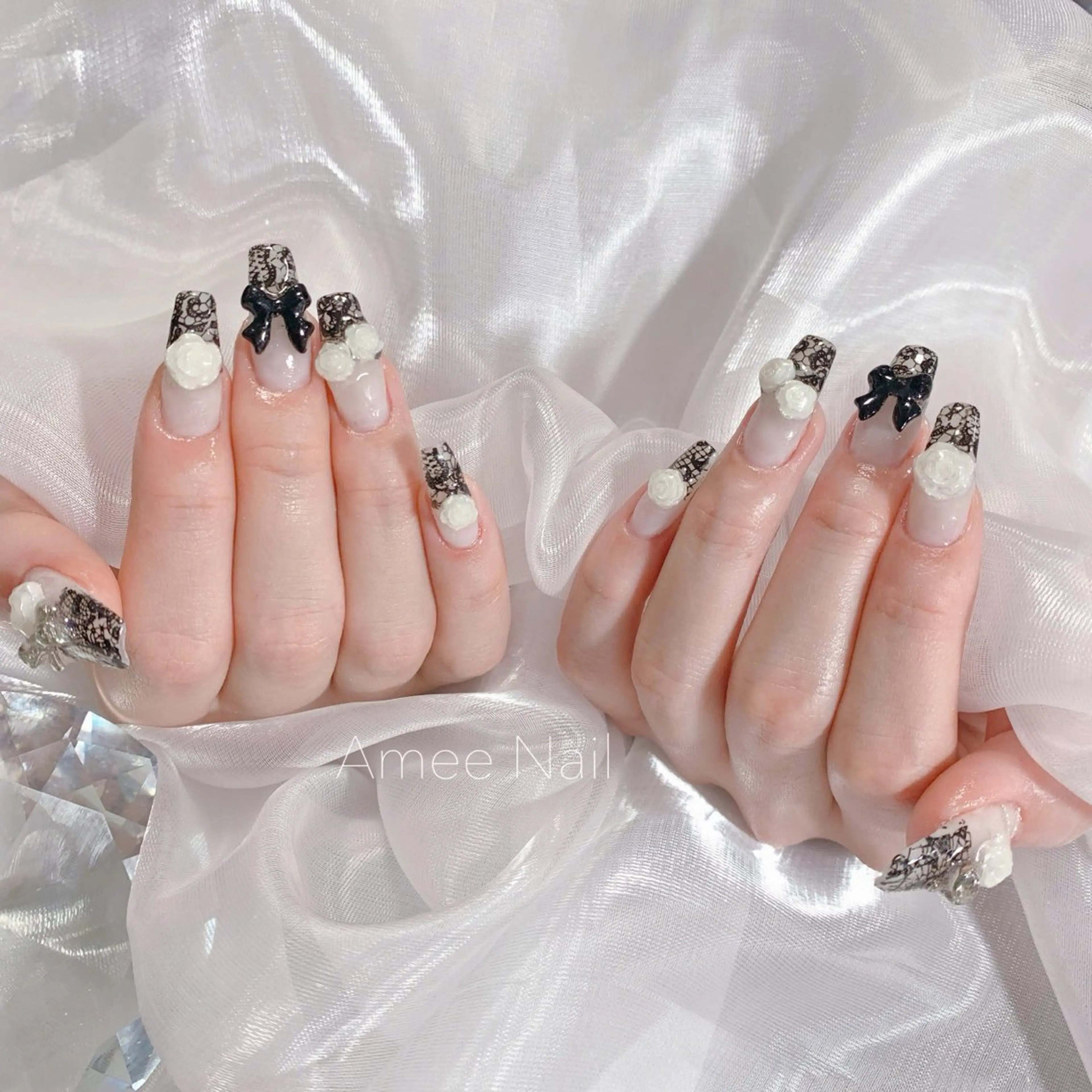 ネイル オーロラネイル クリアネイル フラッシュネイル ジェルネイル グラデーション ハンドネイル Amee Nail Salonのネイルデザイン