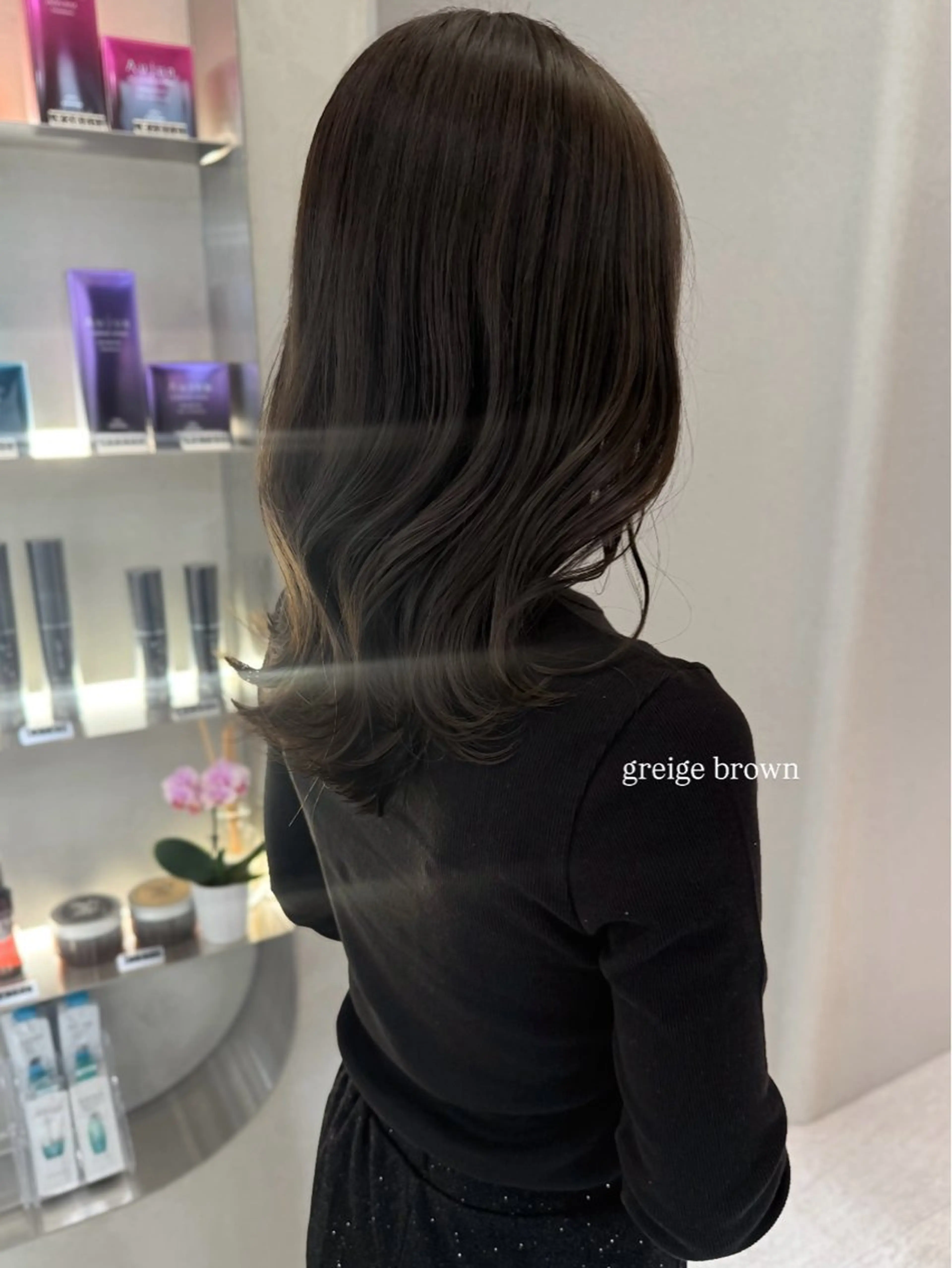 セミロング カラー 透明感カラー カット ヘアカラー トリートメント ヘッドスパ むく。/顔周りカット /髪質改善ストレートのヘアスタイル