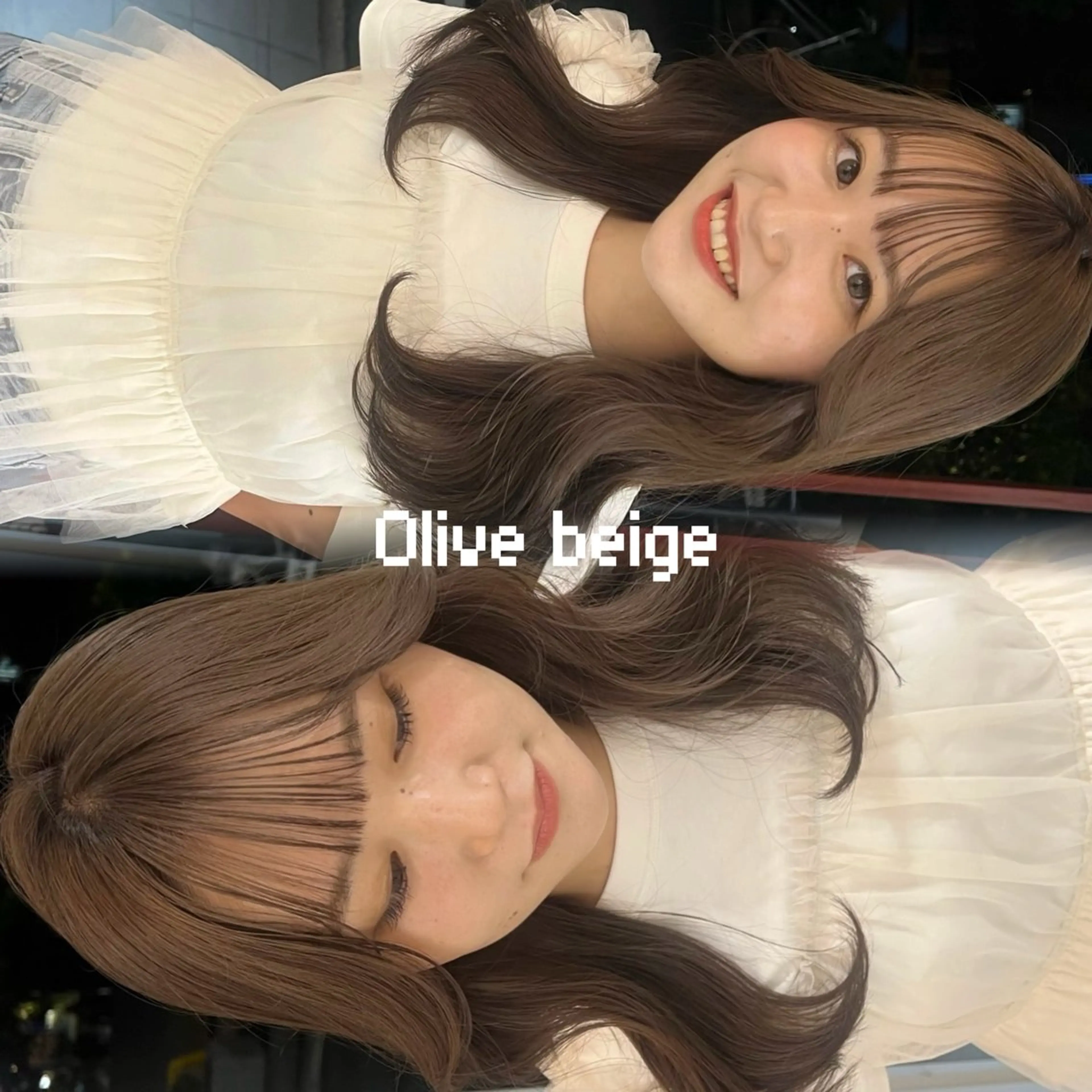 セミロング カラー ベージュカラー オリーブベージュ カット ヘアカラー トリートメント kanami/ 中崎町美容室のヘアスタイル