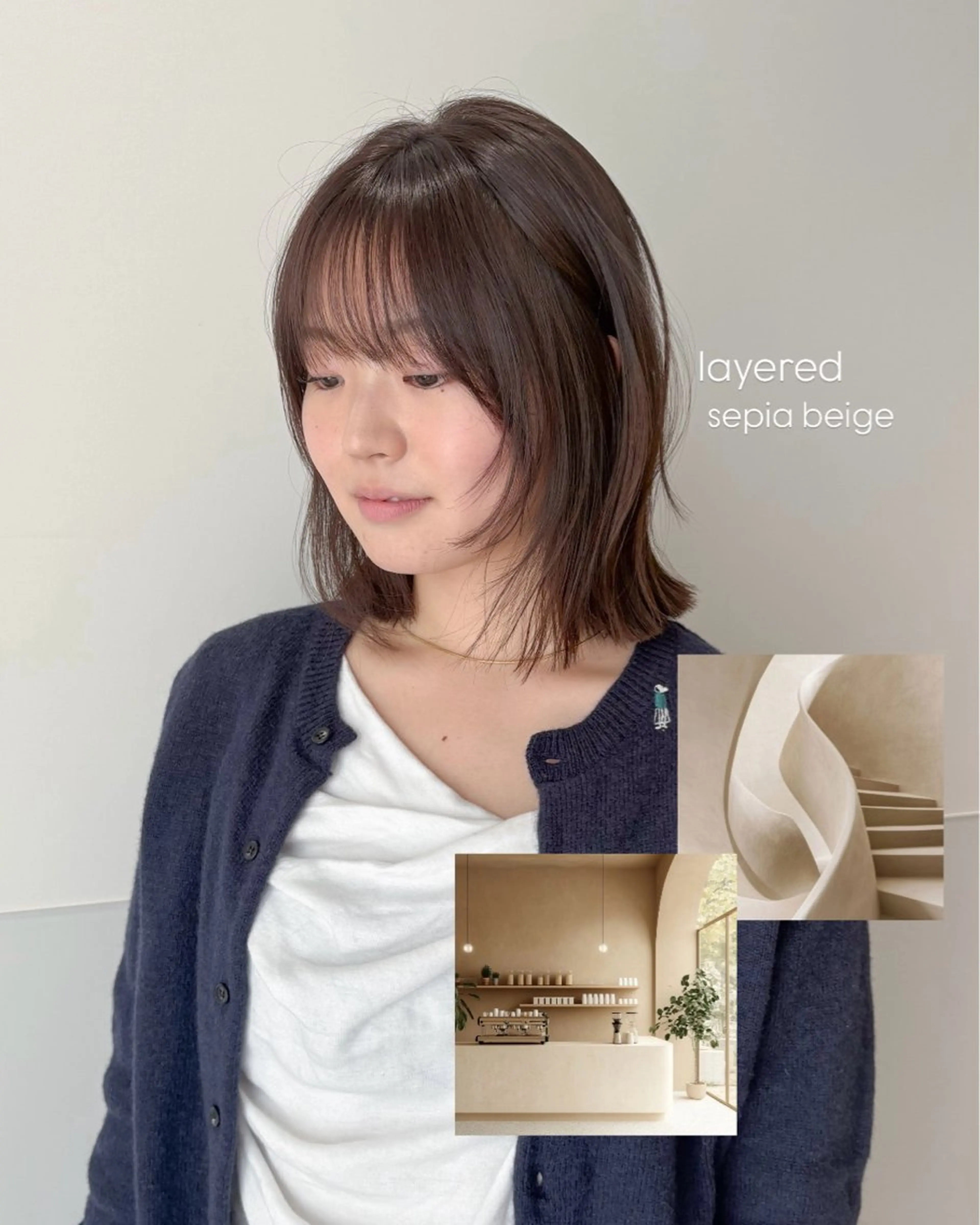 ショート カラー パーマ ヘアアレンジ 切りっぱなしボブ ボブレイヤー ボブ くびれヘア くせ毛 カット ヘアカラー 切りっぱなしヘアボブ ミディアムヘアRYOのヘアスタイル