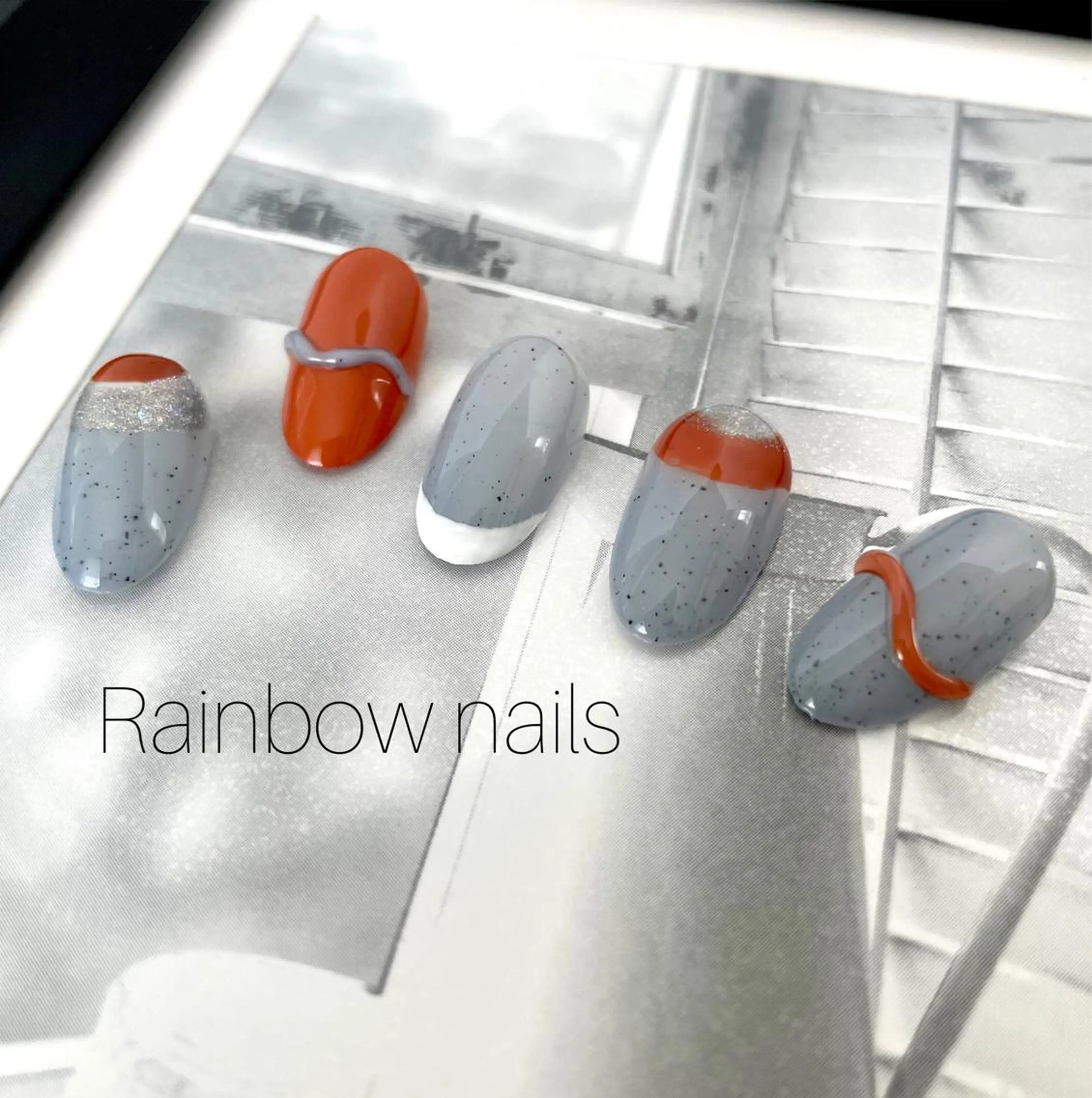 ネイル アートネイル マグネットネイル Rainbow nailsくろちゃんのネイルデザイン