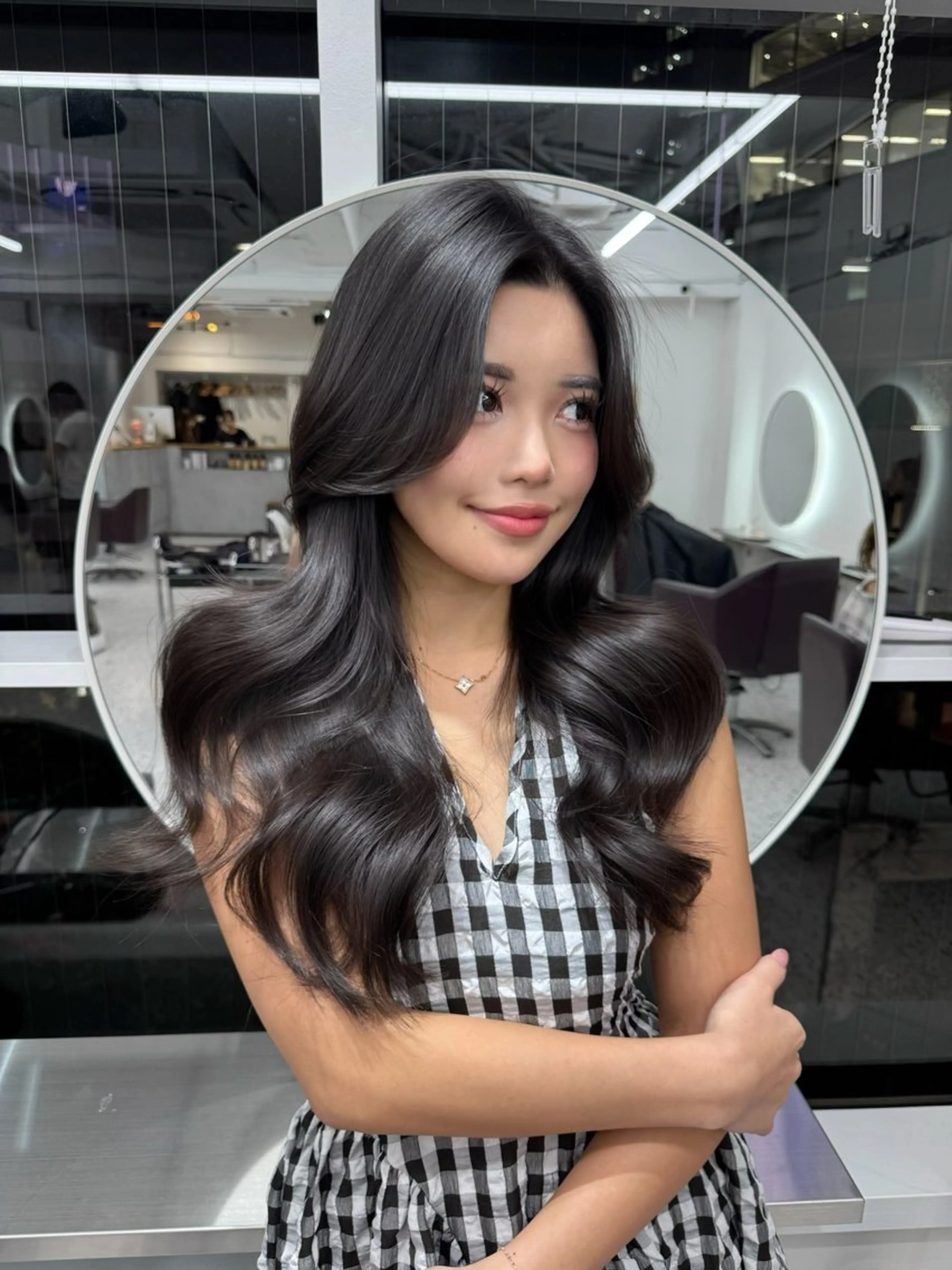 セミロング カラー ヘアアレンジ カット ヘアカラー トリートメント ヘアセット 韓国レイヤー/ツヤ髪 🤍kosuke🤍のヘアスタイル