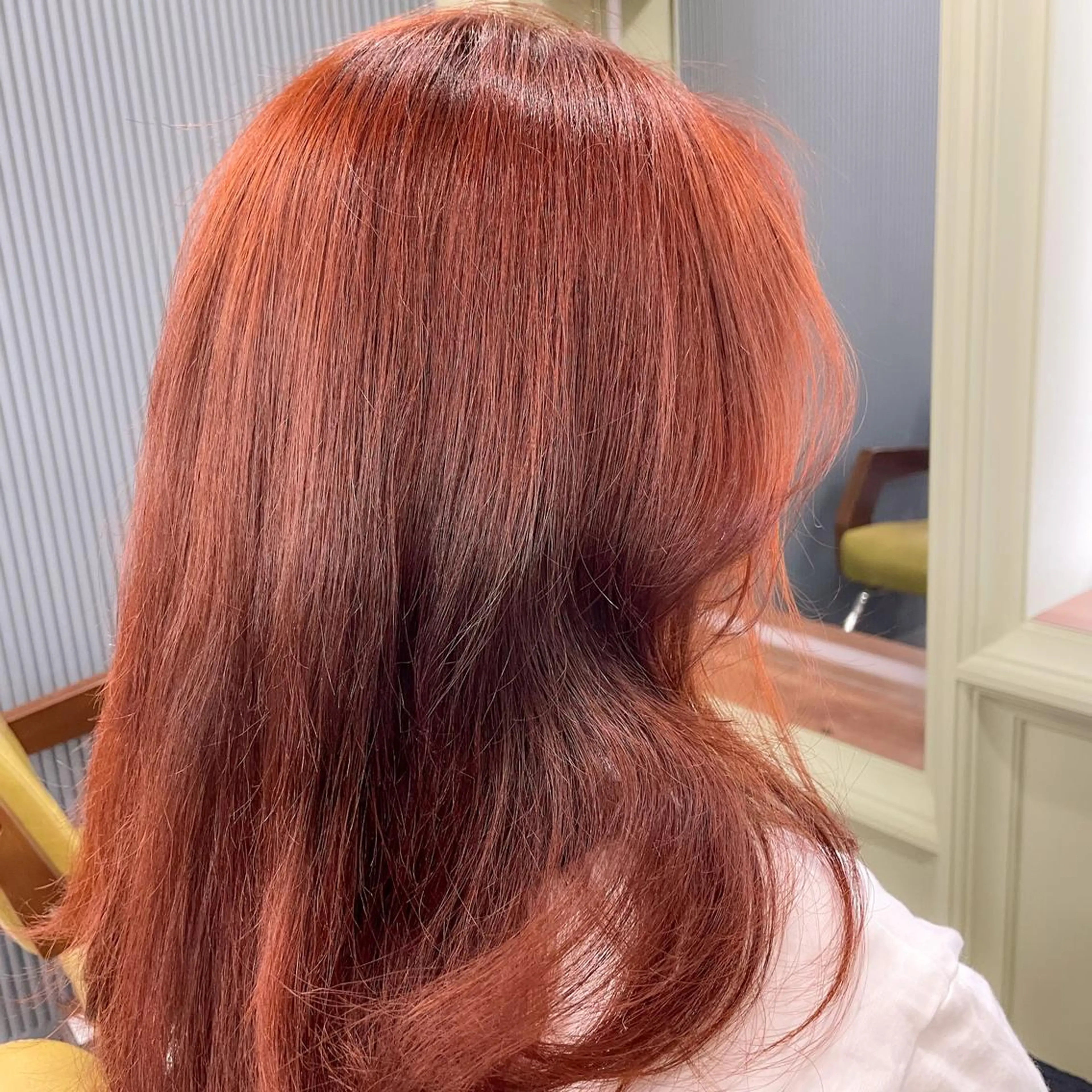 セミロング カラー オレンジ ヘアカラー TSUYOSHI 韓国ヘア/くびれヘアのヘアスタイル