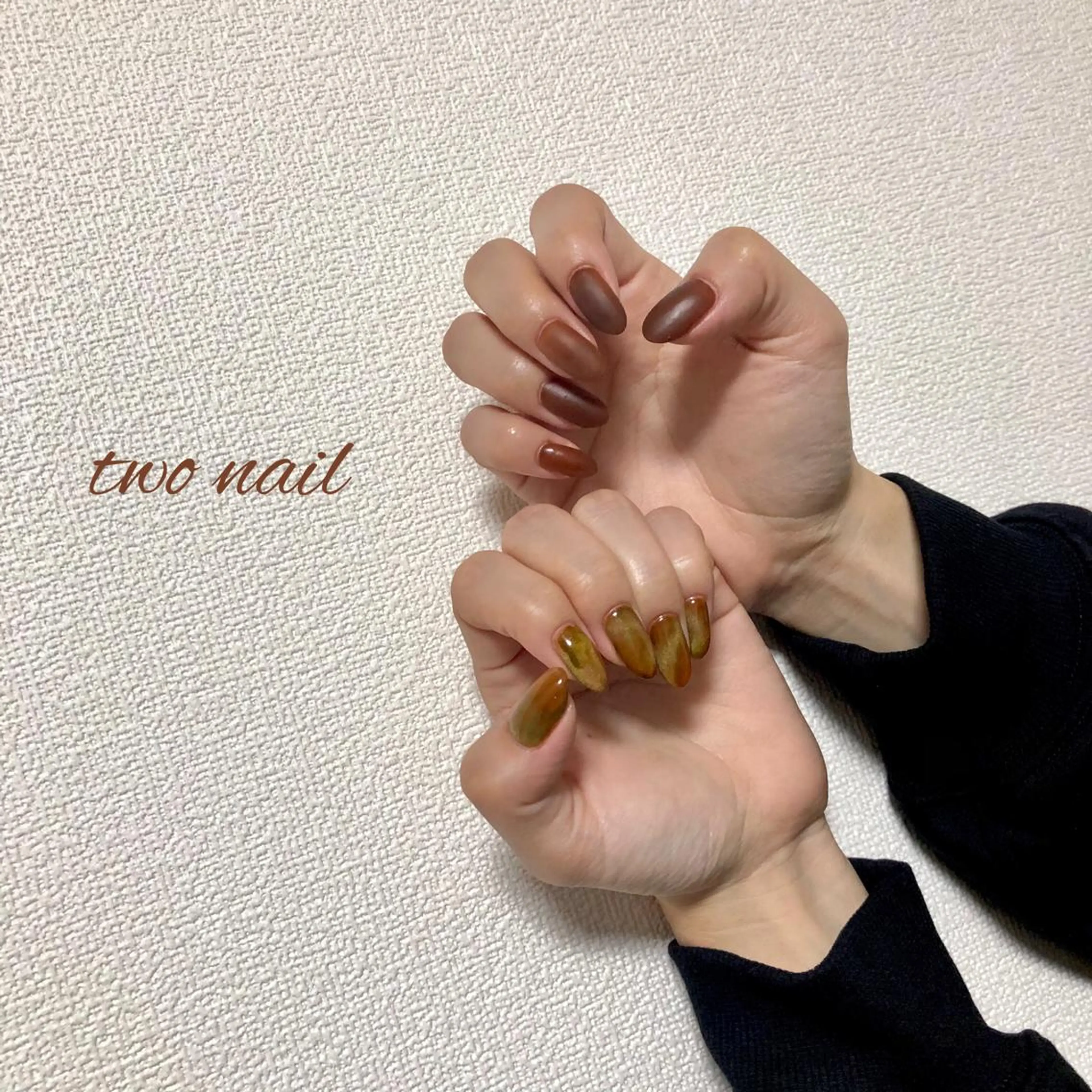 ネイル アートネイル ブラウン フットネイル ハート マグネットネイル two nailのネイルデザイン