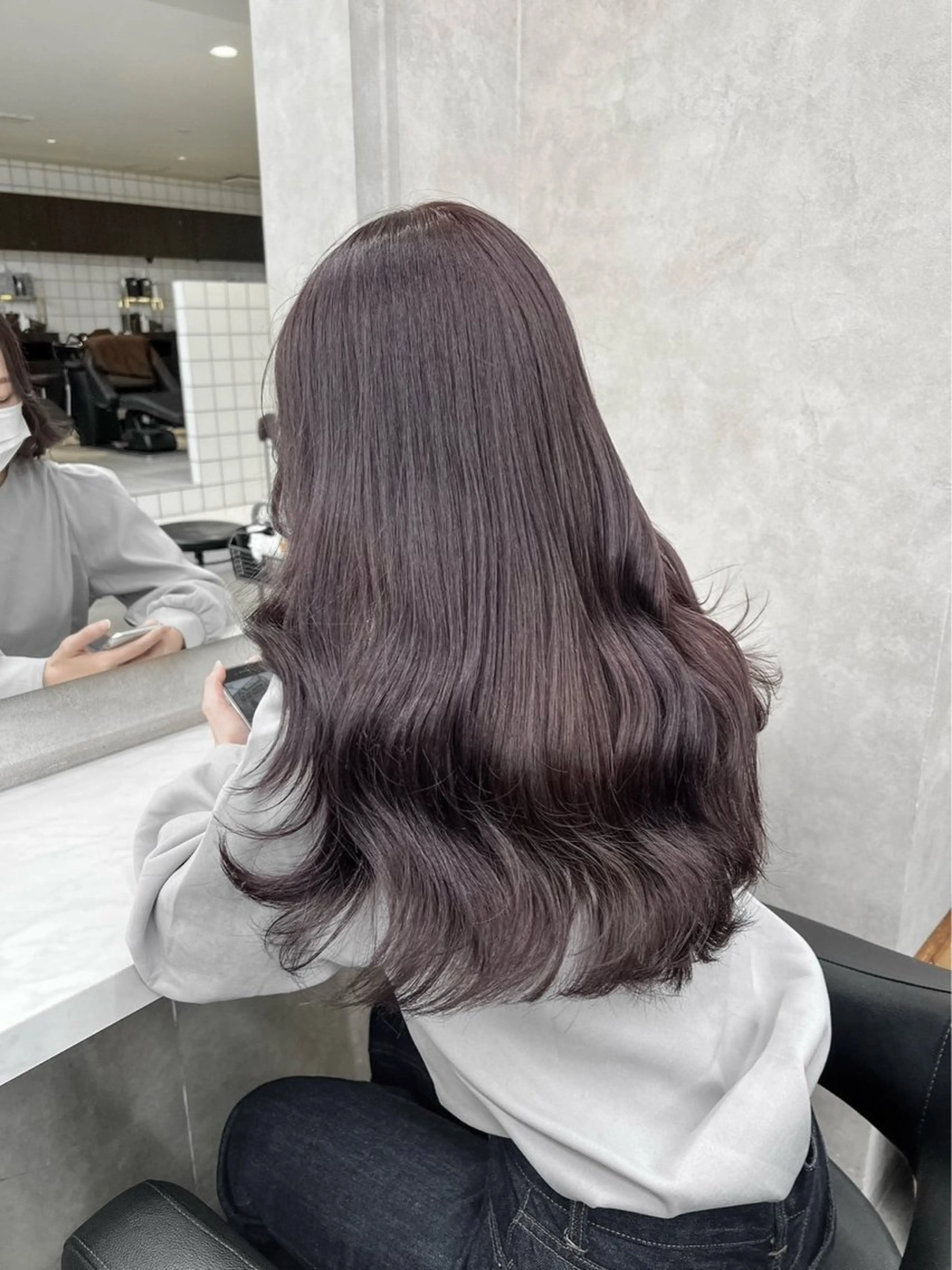 ロング カラー ブラウンカラー 透明感カラー ラベンダーカラー 巻きラク♡レイヤー 🦢こころのヘアスタイル
