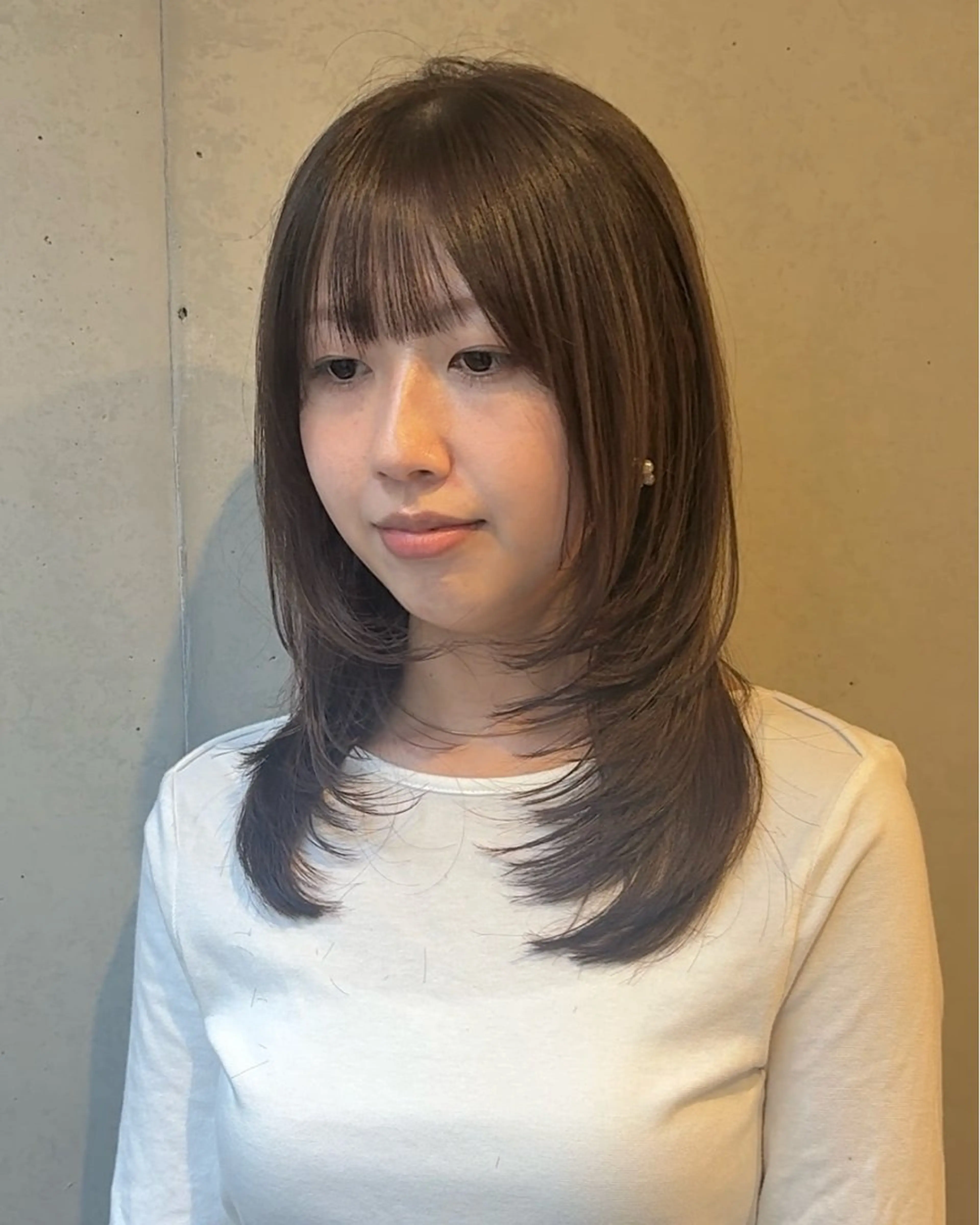 ミディアム カラー カット ヘアカラー トリートメント 韓国レイヤー/柔らか カラー/RIN🎀のヘアスタイル