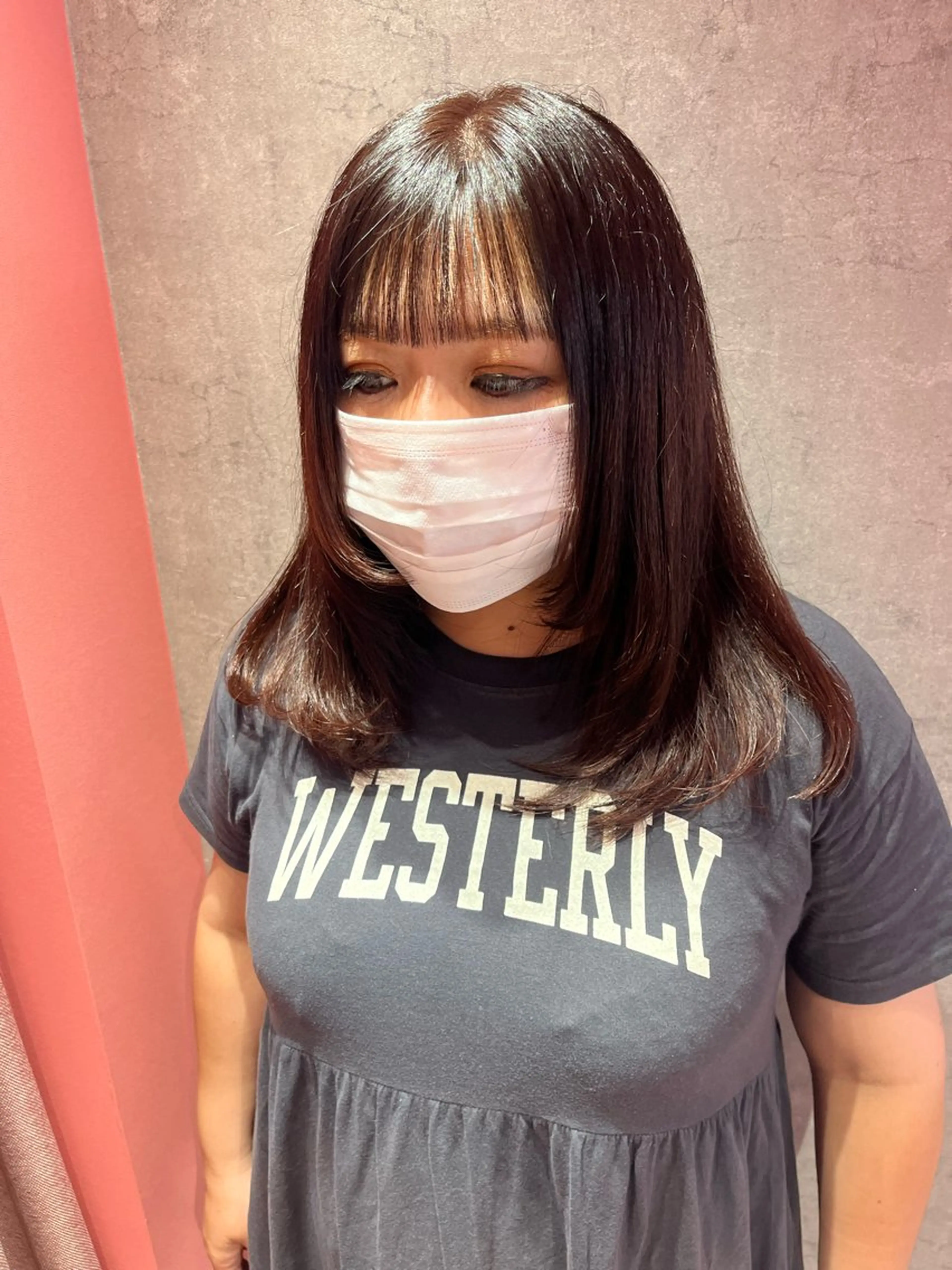 ミディアム 山崎/ボブ縮毛矯正 レイヤー髪質改善のヘアスタイル