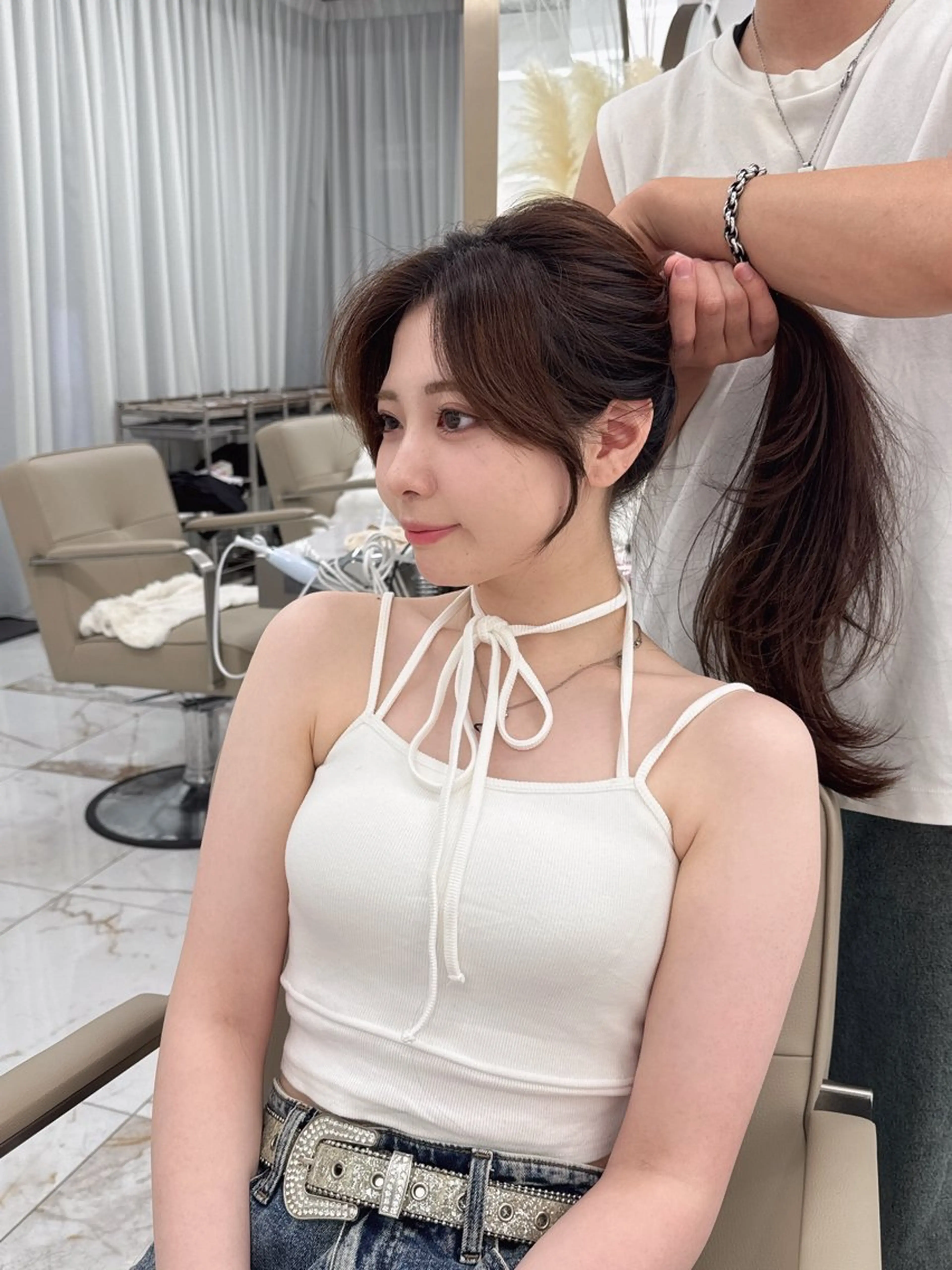 ロング のり🐼顔まわり/ 韓国/レイヤーカットのヘアスタイル
