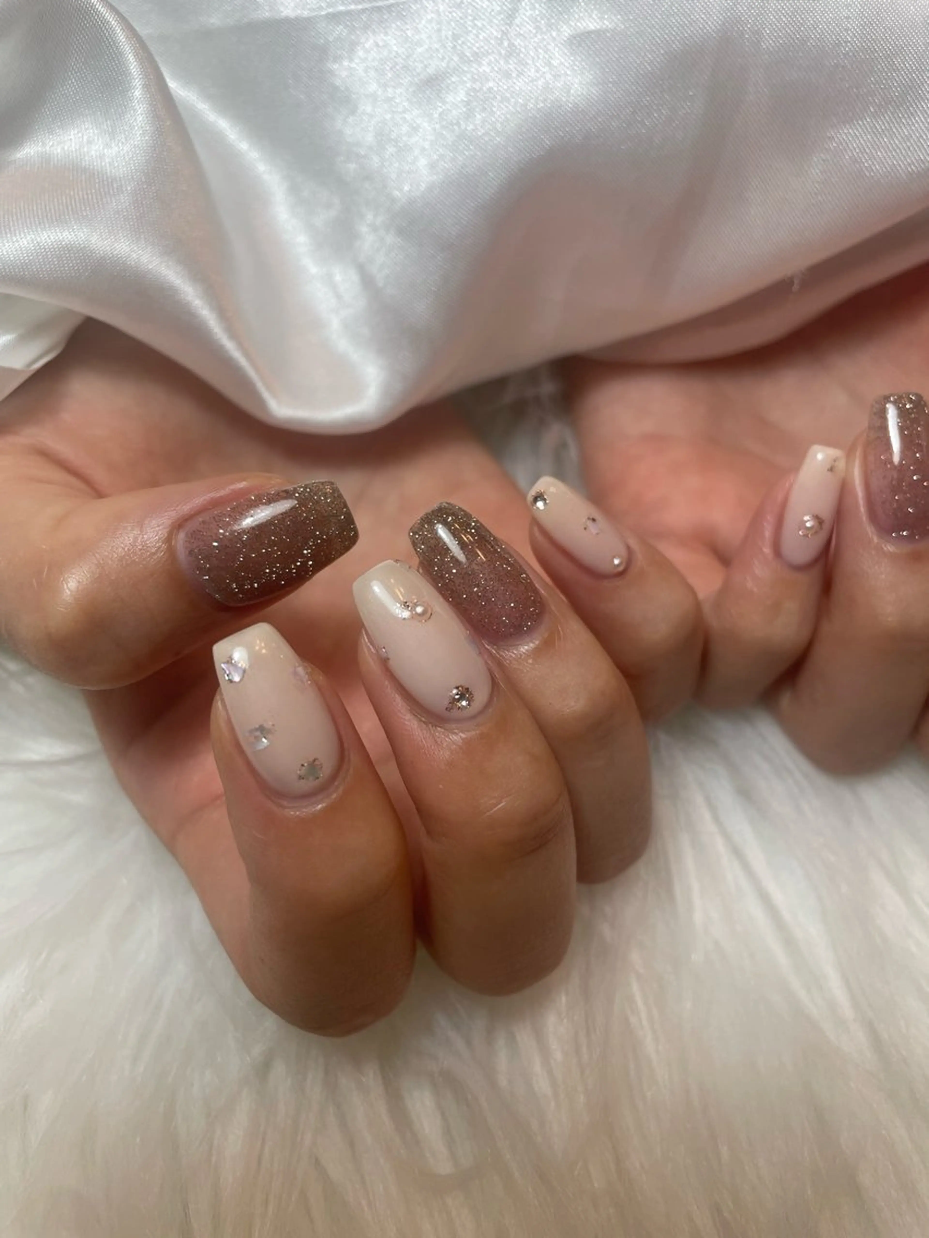 ネイル ブルー フレンチネイル キラキラネイル 韓国ネイル マグネットネイル ハンドネイル timtam --sakiのネイルデザイン