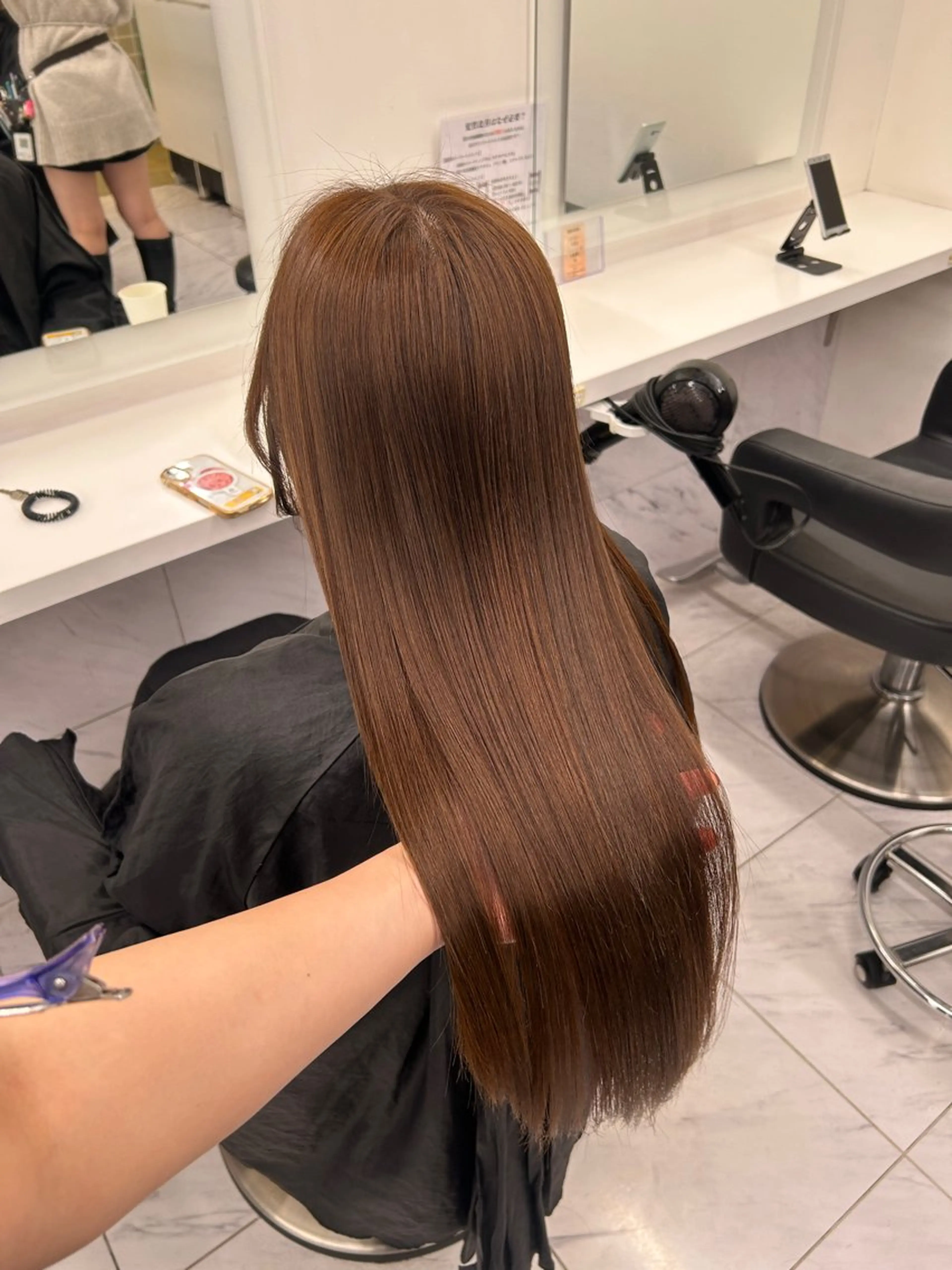 ロング カラー カット ヘアカラー トリートメント ヘッドスパ ヘアセット 🥯縮毛/レイヤー/ ベージュヘア🥯のヘアスタイル