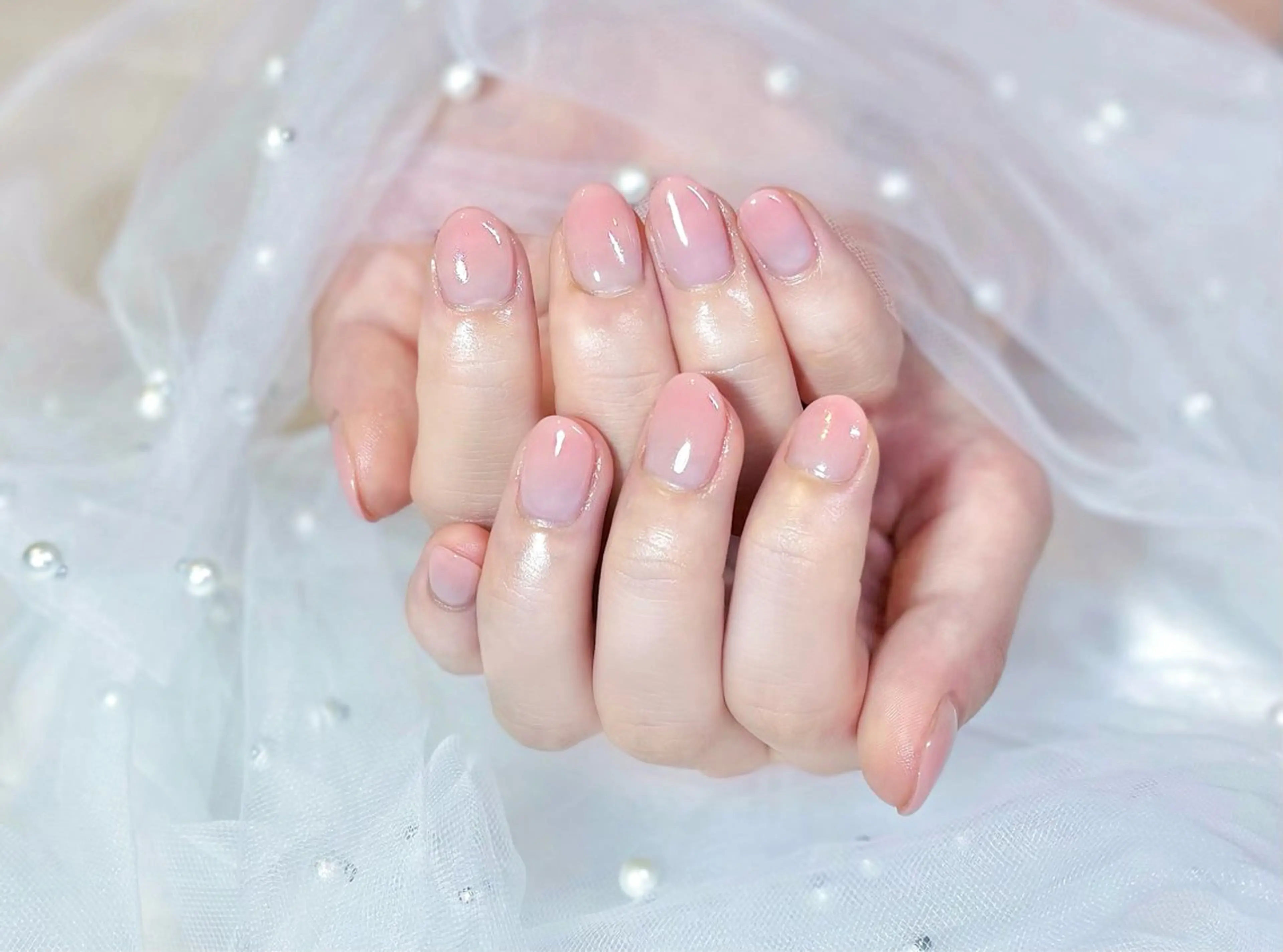 ネイル グラデーション 韓国ネイル オフィスネイル ワンカラーネイル ピンク 【chatnoir】 MIYUのネイルデザイン