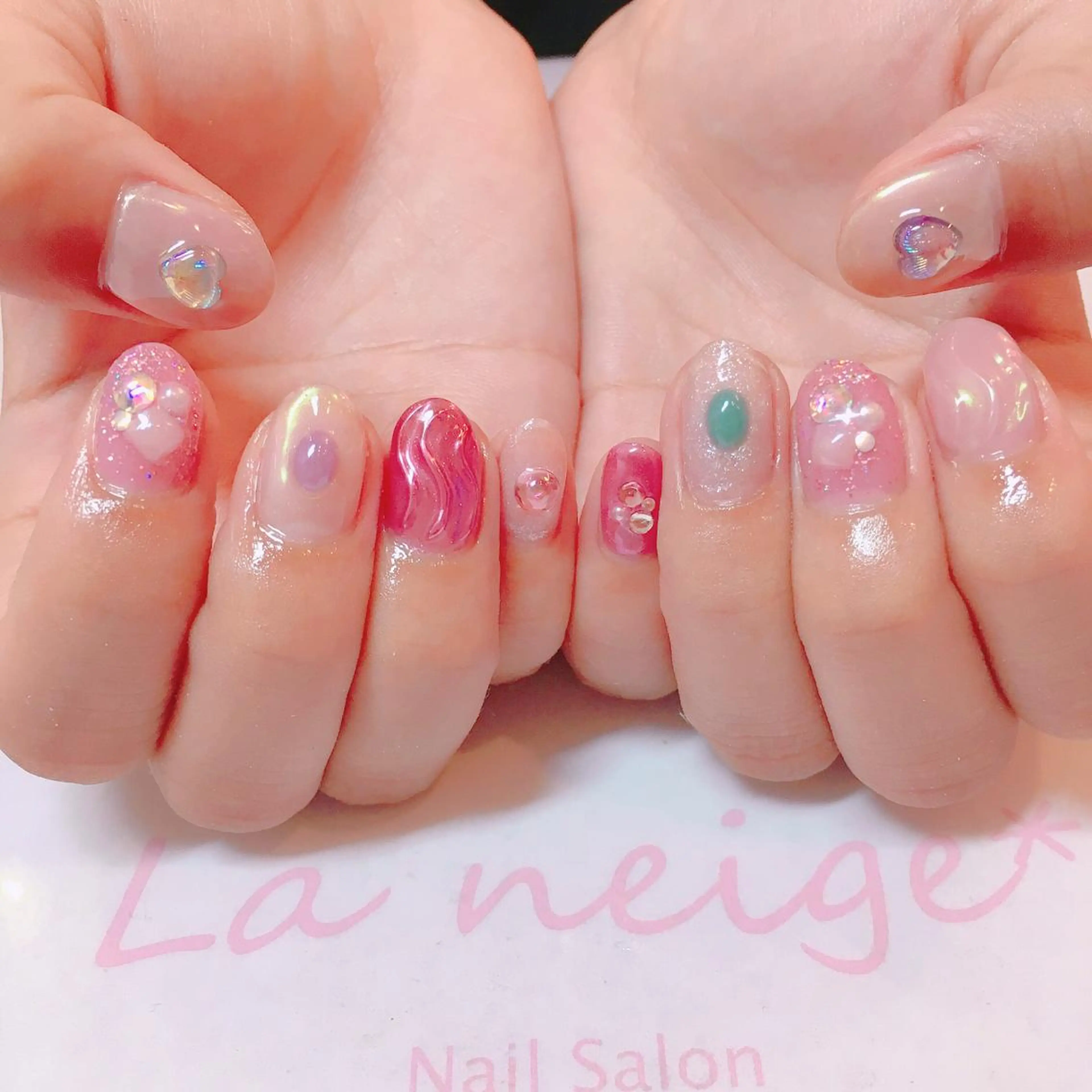 ネイル ハート La neige* yuki 🐩🌙のネイルデザイン