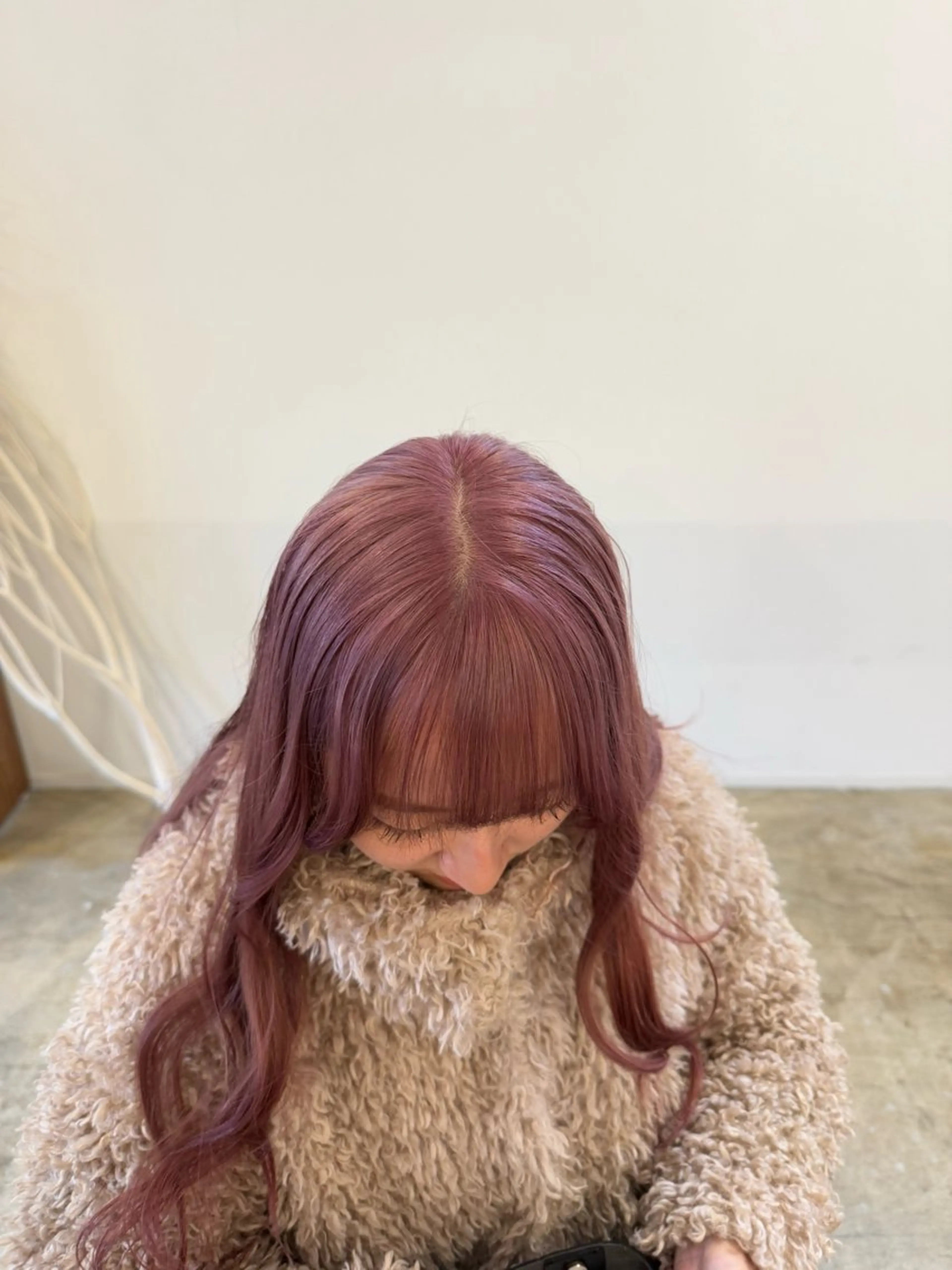 ロング カラー ベージュカラー ピンクカラー ピンクベージュ 吉川 莉央のヘアスタイル