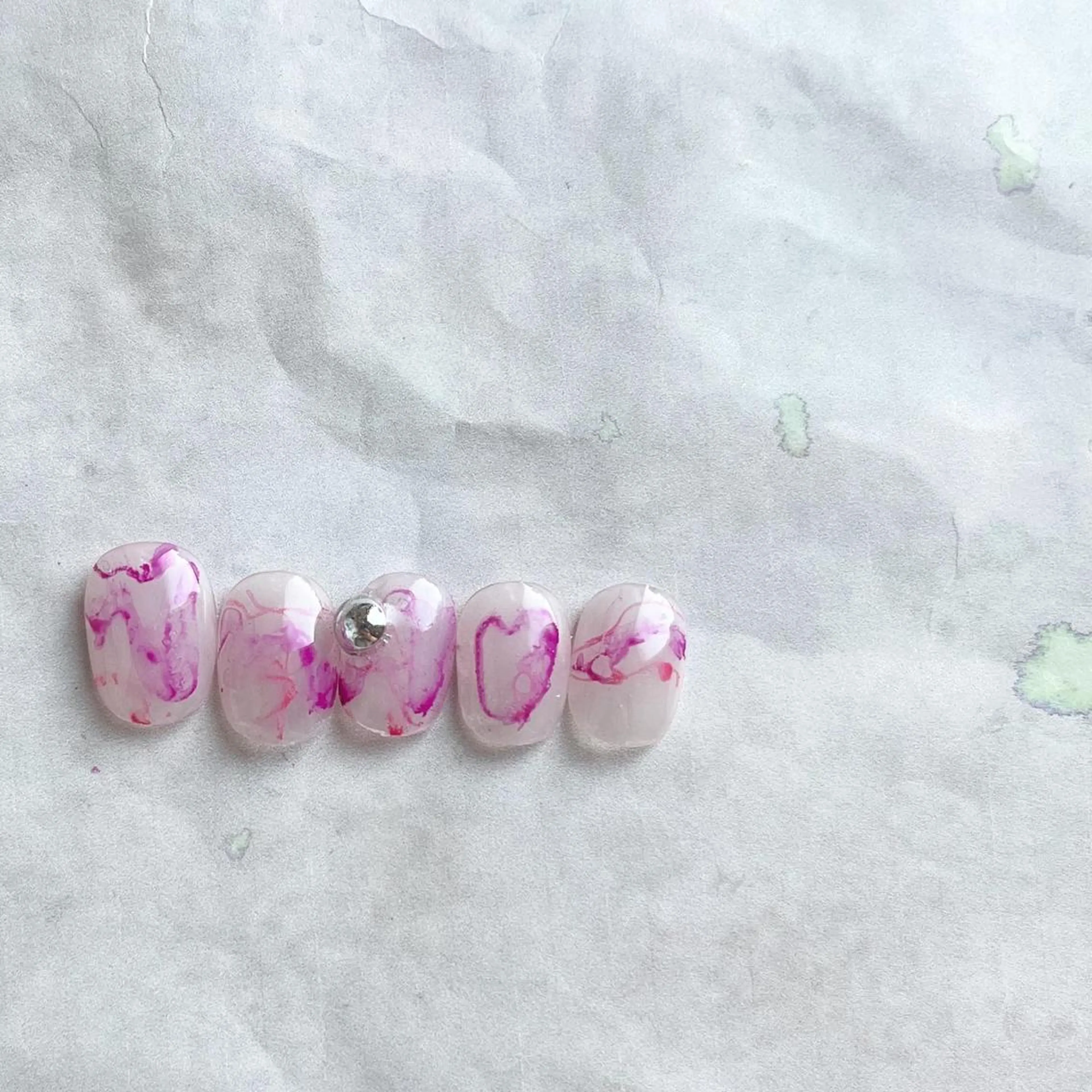 ネイル クリアネイル ピンク フリーランス¨̮⃝ ネイリストOKADAのネイルデザイン