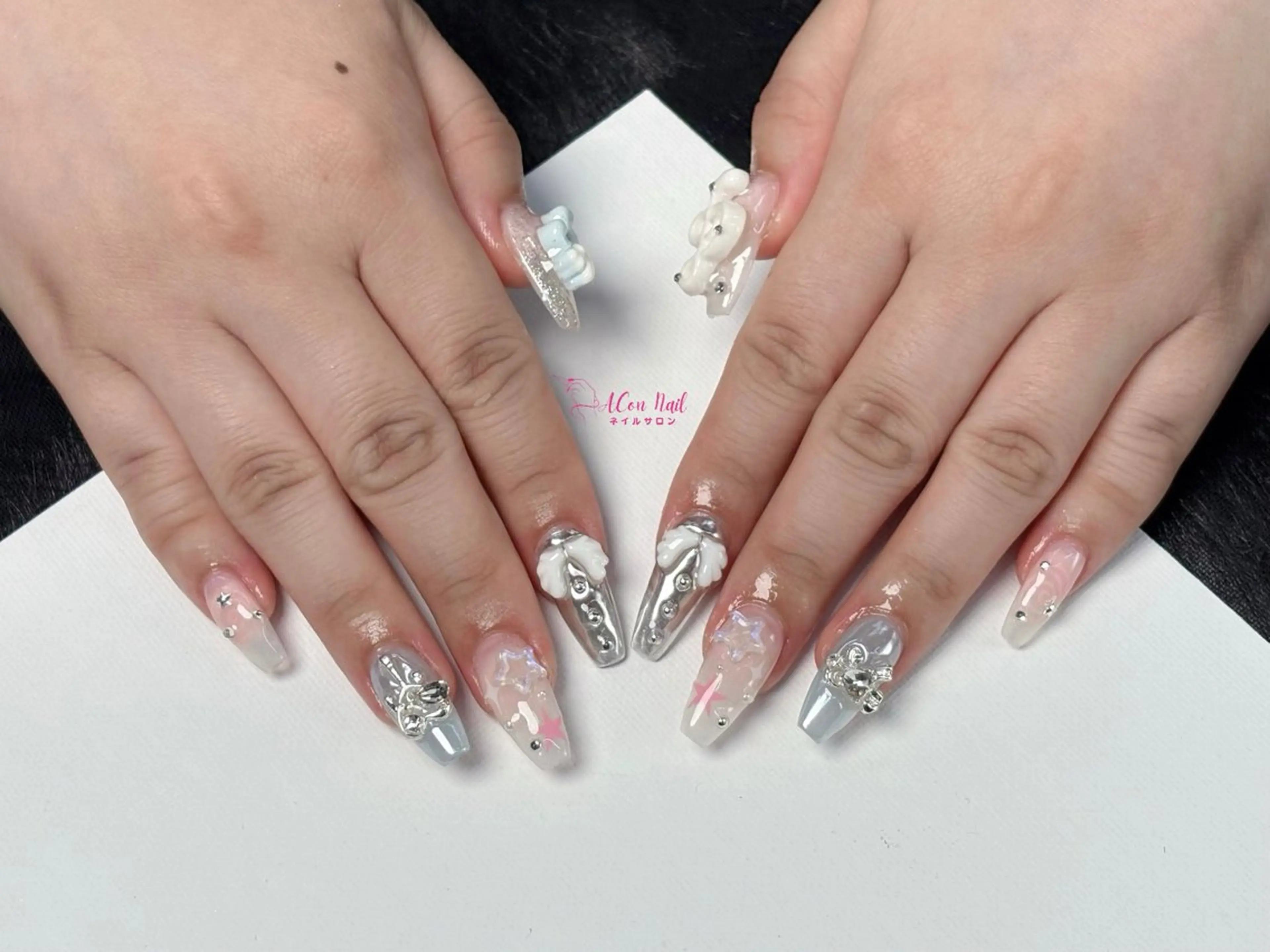 ネイル 桜ネイル 長さ出し フラワーネイル フレンチネイル ジェルネイル ハンドネイル ACon NailSalonのネイルデザイン