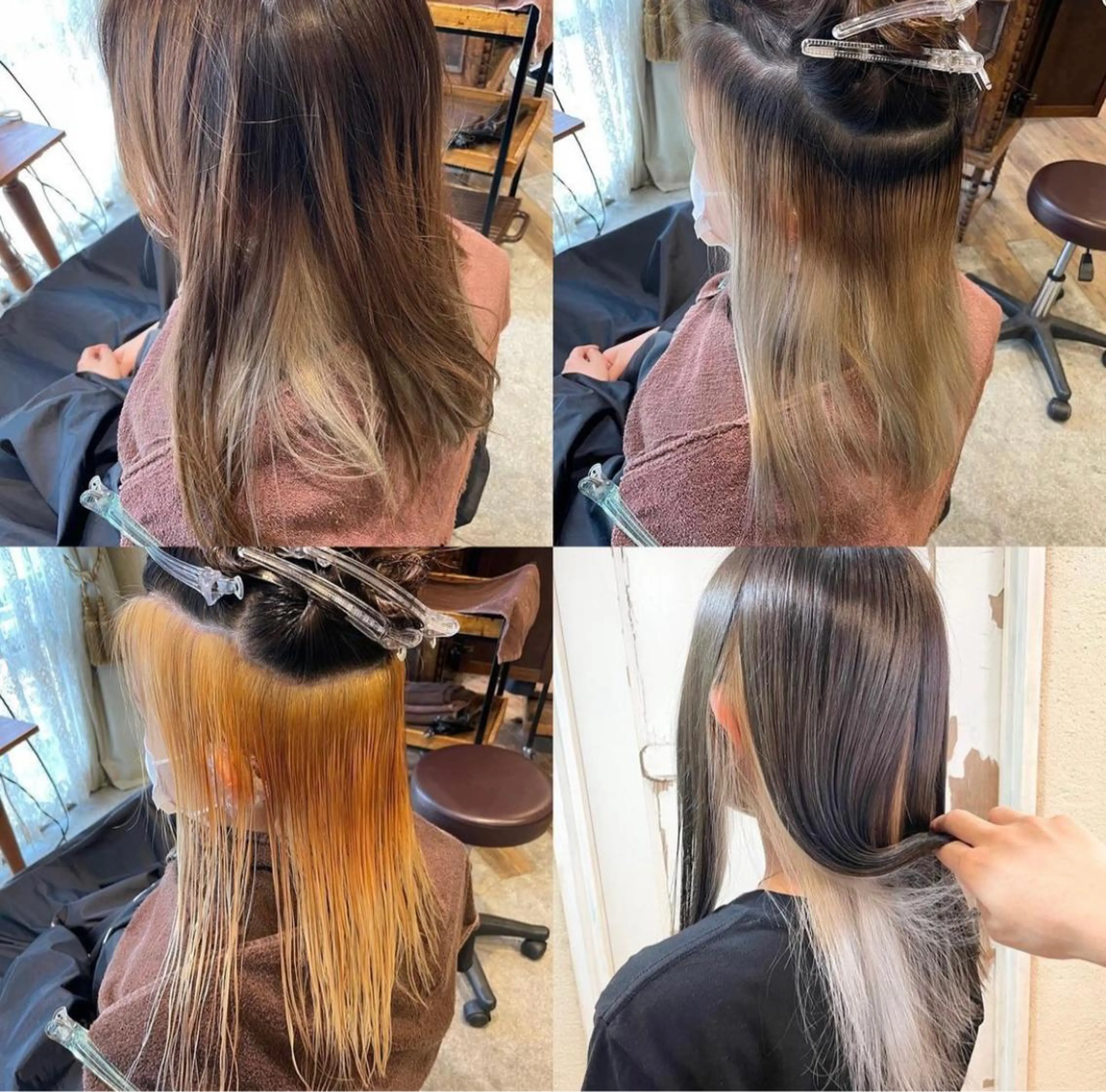 セミロング カラー アディクシーカラー 黒髪 ブリーチ ケアブリーチ エドルカラー 髪質改善ヘアケア 艶髪特化/上田のヘアスタイル