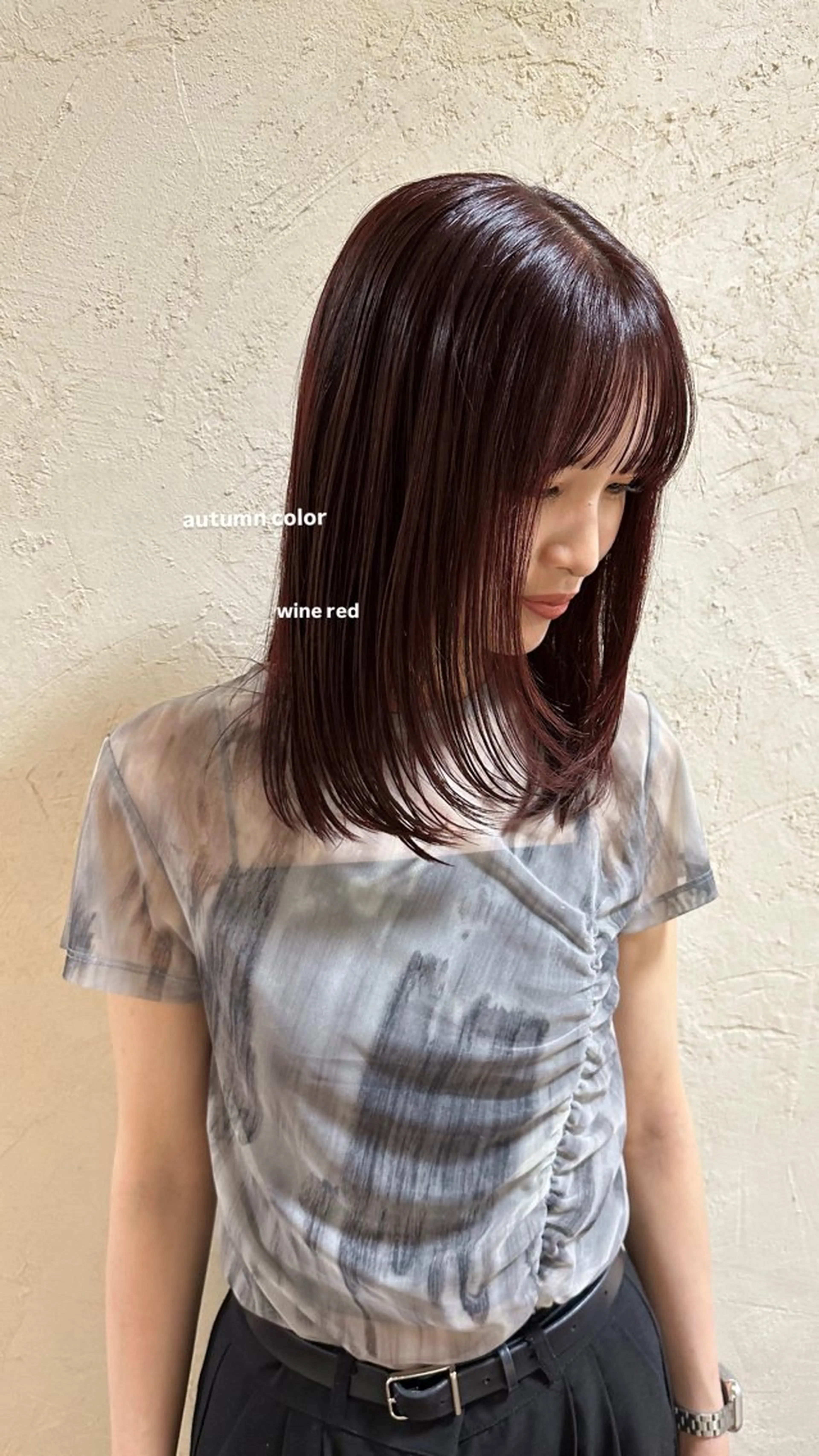 ミディアム カラー 韓国レイヤーカット/ 艶カラー/ noaのヘアスタイル