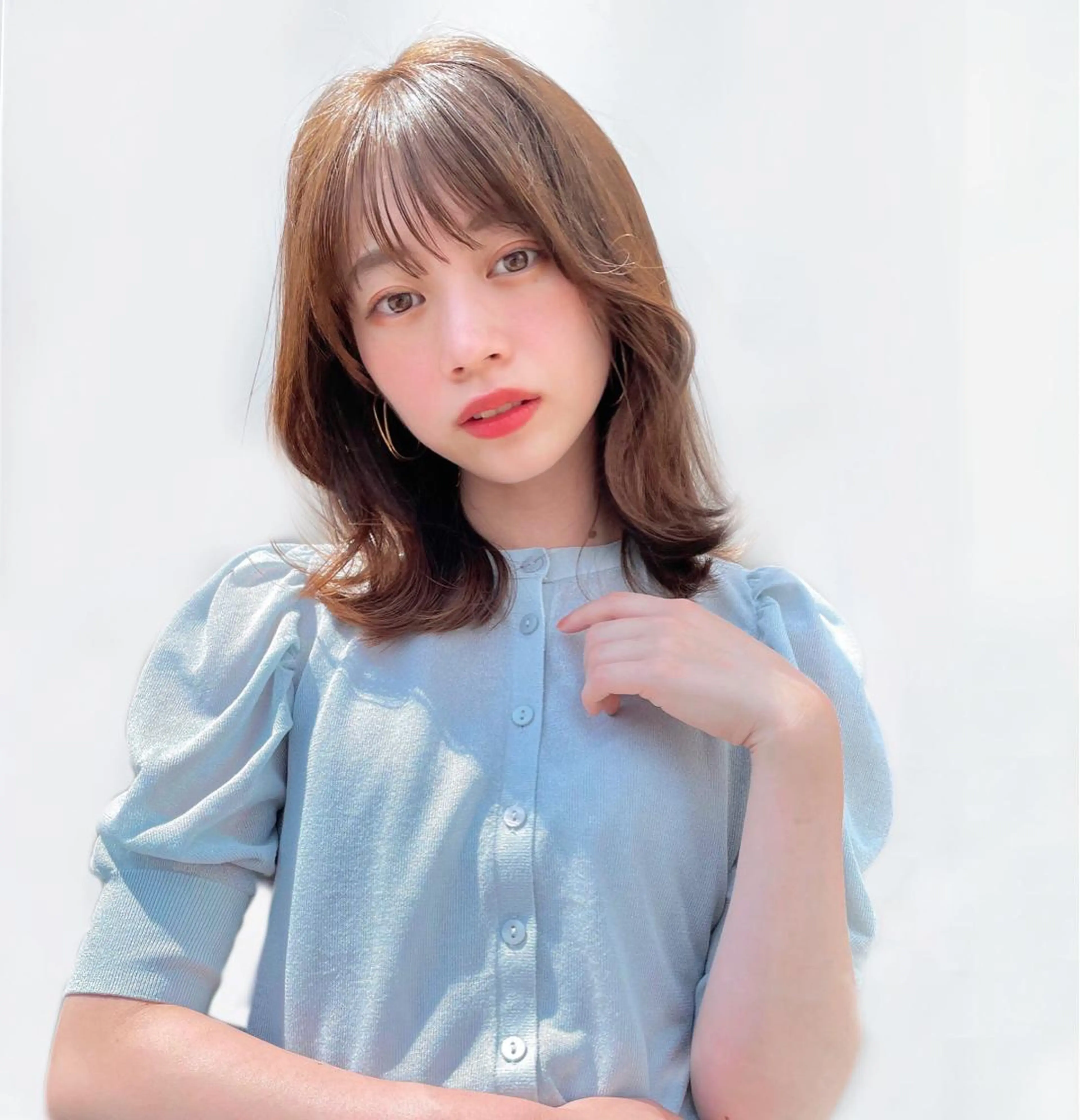 ミディアム 【韓国ヘア×透明感 カラー】笹谷 莉未のヘアスタイル